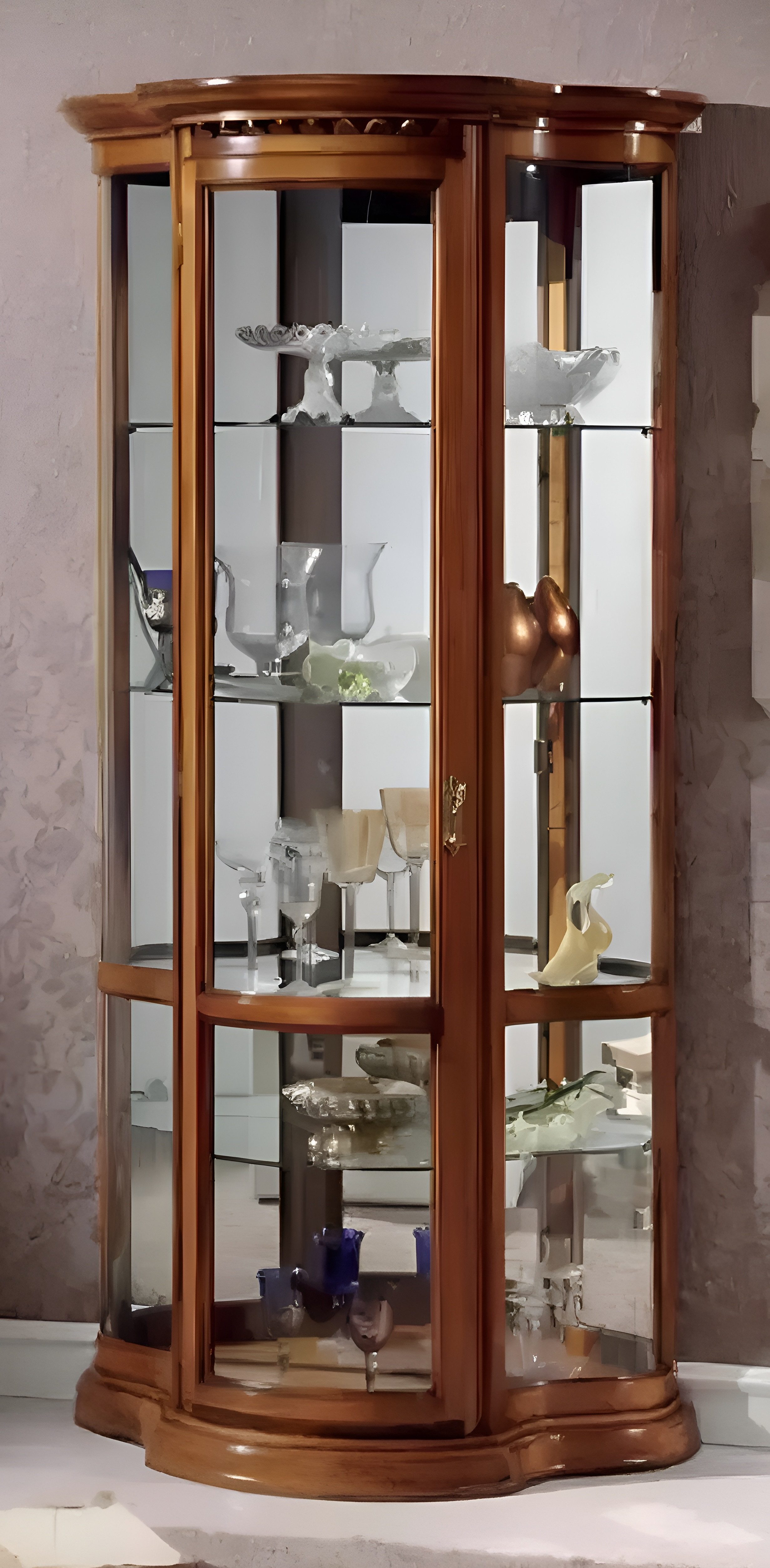 Xlmoebel Glasvitrine Echtholz-Schrank mit Glasvitrine für das Wohnzimmer - Hochwertige (1-St., Vitrine) Hergestellt in Europa