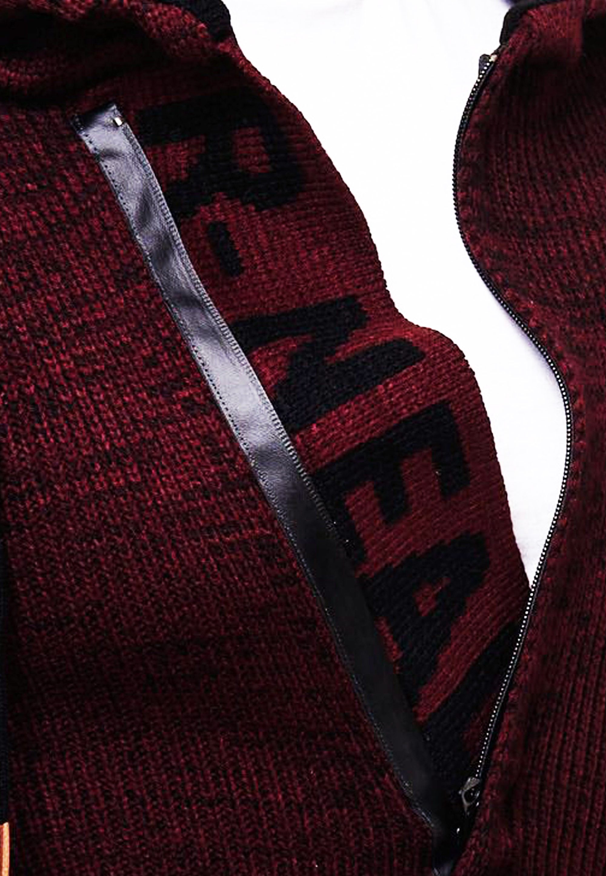 Kapuzenpullover Kapuzenpullover Grobstrick Pullover mit Zipper und Logoschriftzug