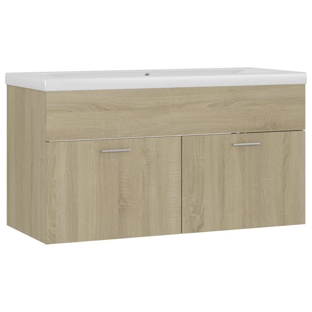 vidaXL Waschtisch 90 x 385 x 46 cm Waschbeckenunterschrank Einbaubecken Sonoma Eiche Spa