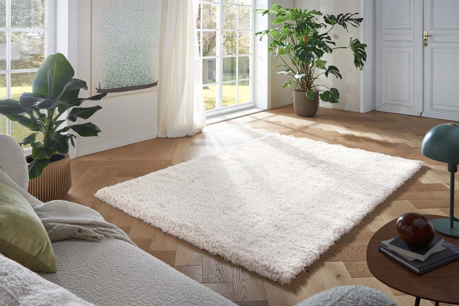 TaCa Home Flokati-Teppich Flokati Langflorteppich Shaggy Creme – Hochflor 52 mm, rechteckig, Höhe: 52 mm, Wohnzimmer Schlafzimmer Esszimmer, creme - 60 x 120 cm