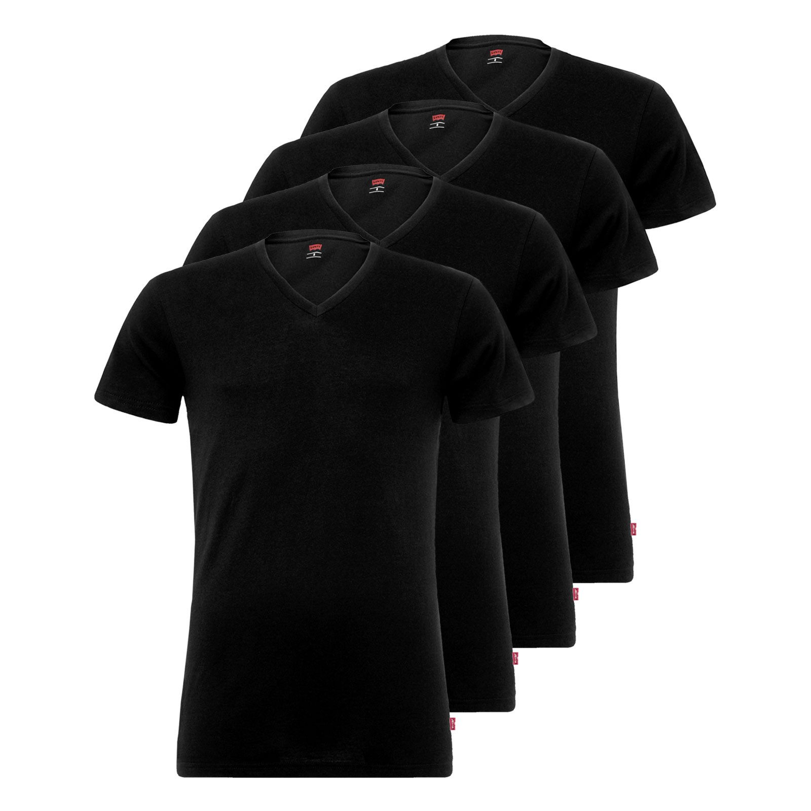 Levi's® Unterziehshirt V-Neck Cotton Stretch T-Shirts (4-St) mit V-Ausschnitt