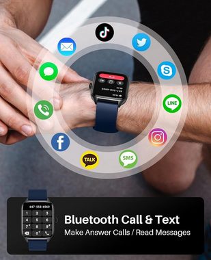 SOUYIE IP67 Wasserdicht für Frauen / Männer Smartwatch (1,96 Zoll, Android / iOS), HD-Touchscreen mit Herzfrequenzmesser, Schrittzähler