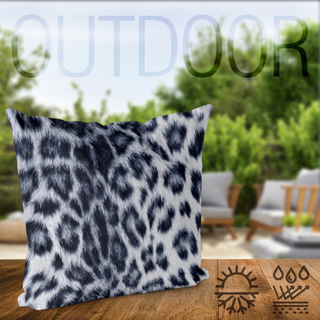 VOID Kissenbezug, Schneeleopard Outdoor Indoor katze tier Leopard leo Fell