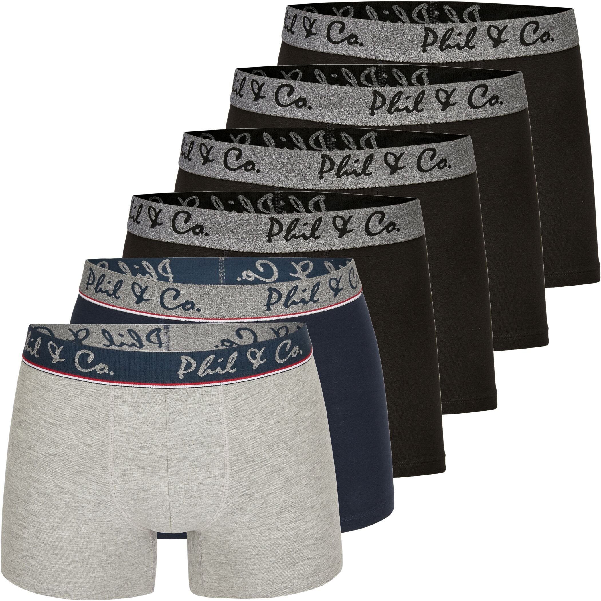 Phil & Co. Boxershorts 6er Pack Phil & Co Berlin Jersey Boxershorts Trunk Short Pant FARBWAHL (1-St) DESIGN 02
