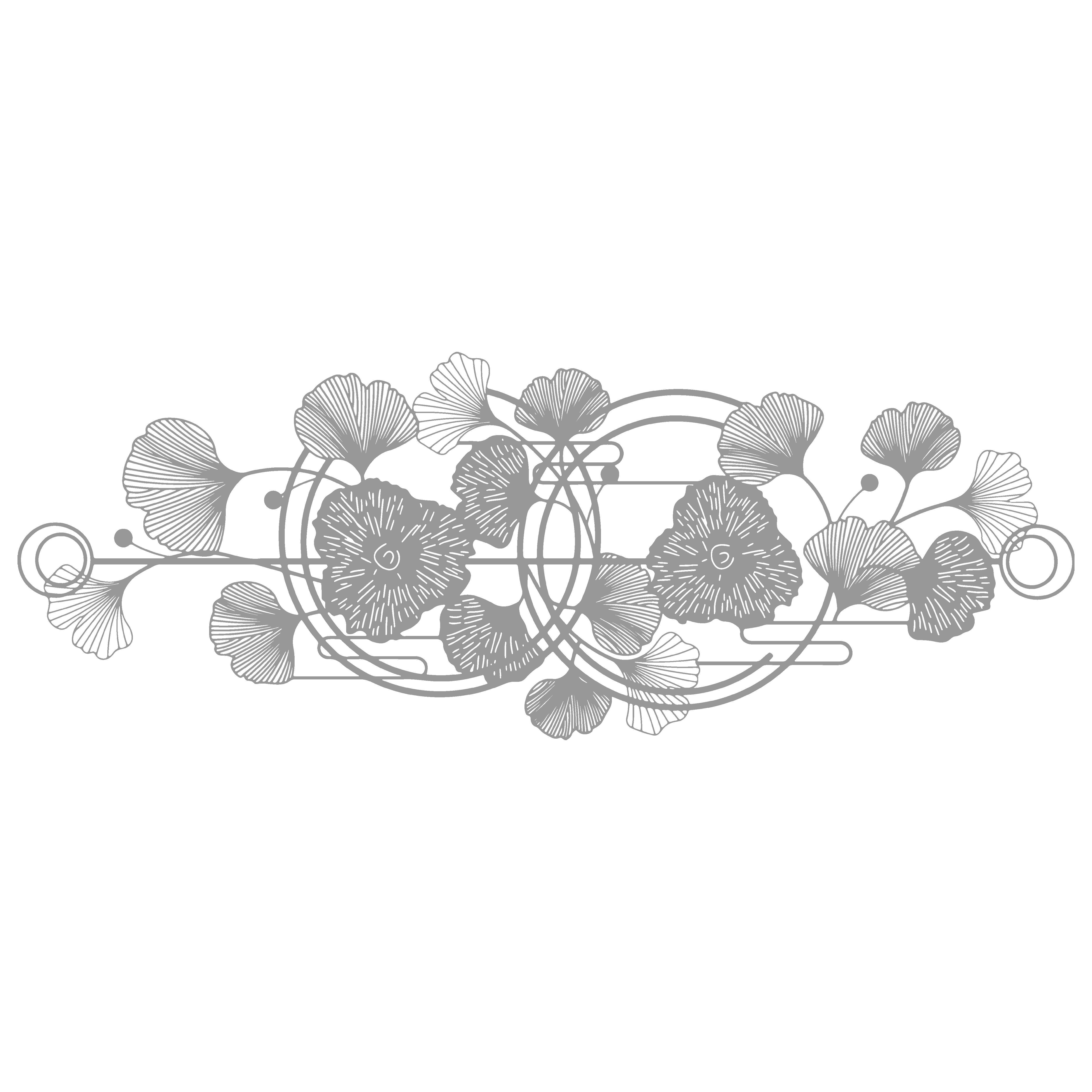 Jumpeak Wanddekoobjekt Floral Leaf Metal Art Wanddekoration, Linien, Modern Minimalistisch, Hergestellt aus Metall,Schwarz,weiß,Gold, Silber, 90×31cm