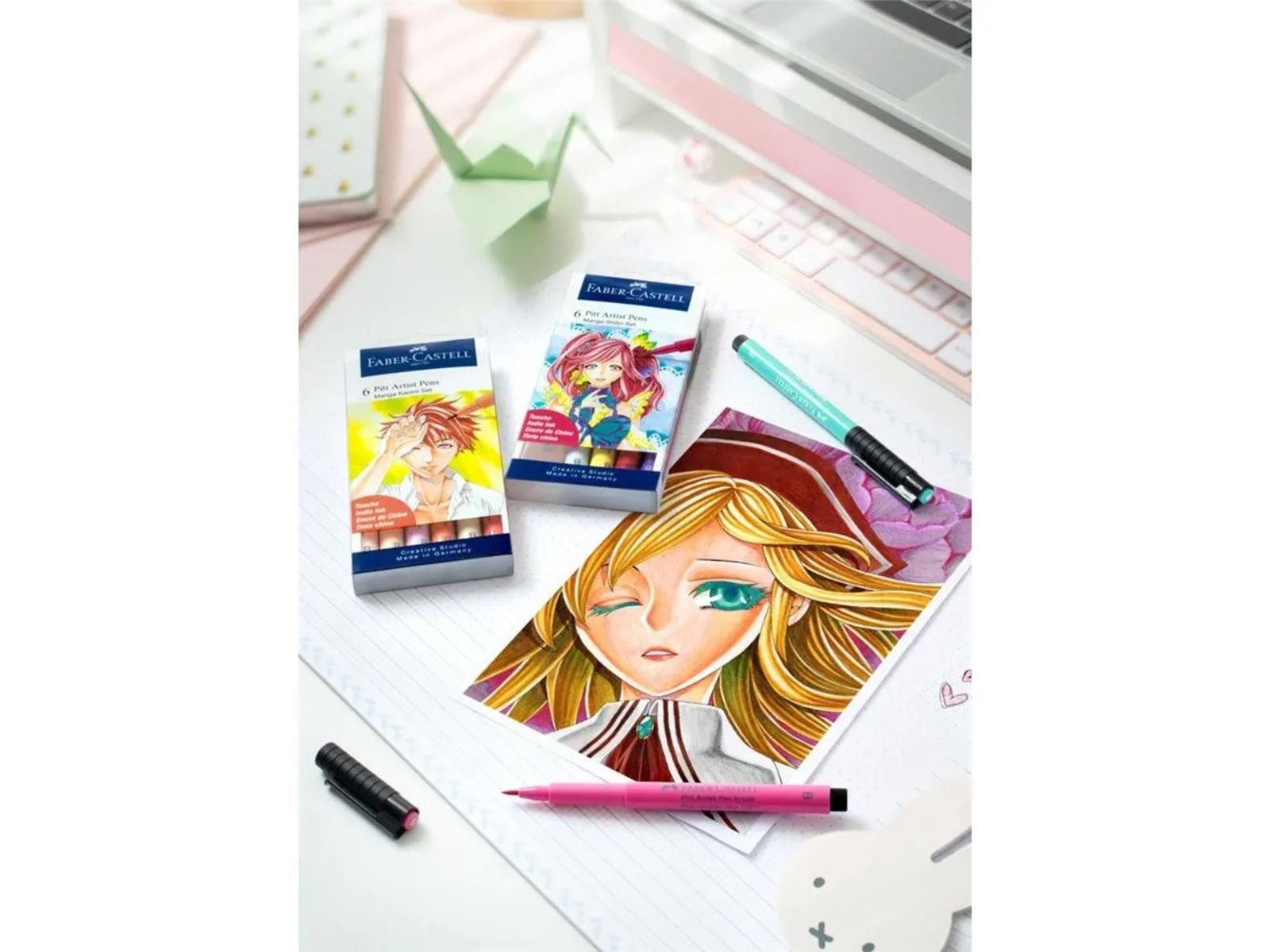 Faber-Castell Künstlerstift Faber-Castell Pitt Artist Pen Tintenschreiber - Manga Kaoiro - 6er