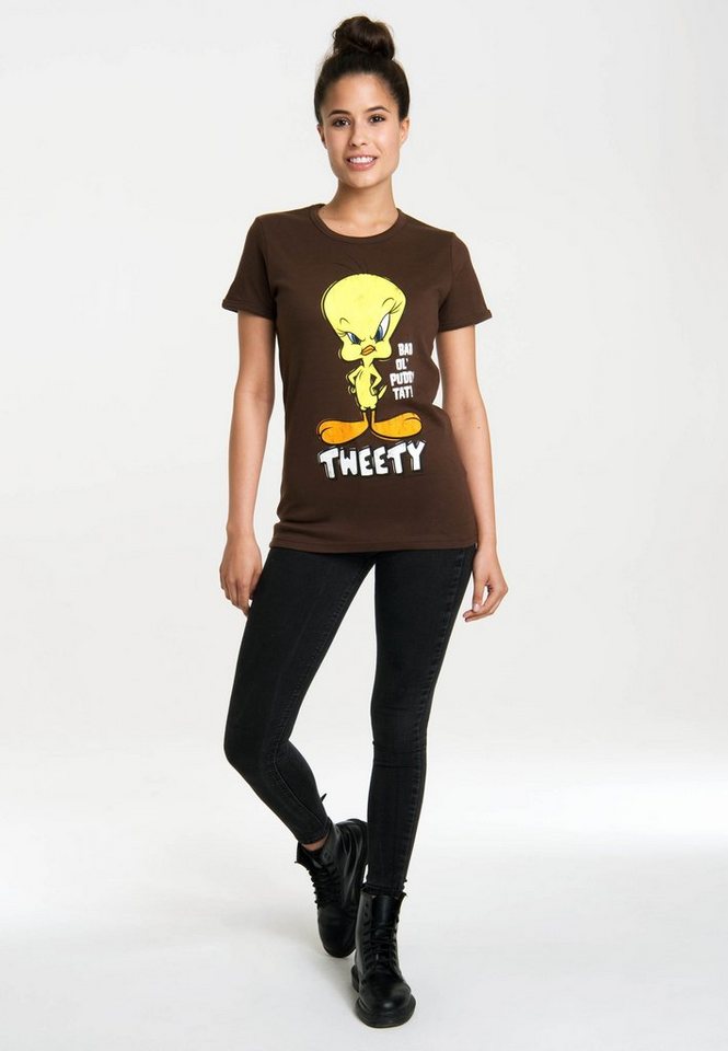 LOGOSHIRT T-Shirt Looney Tunes – Tweety mit lizenzierten Originaldesign