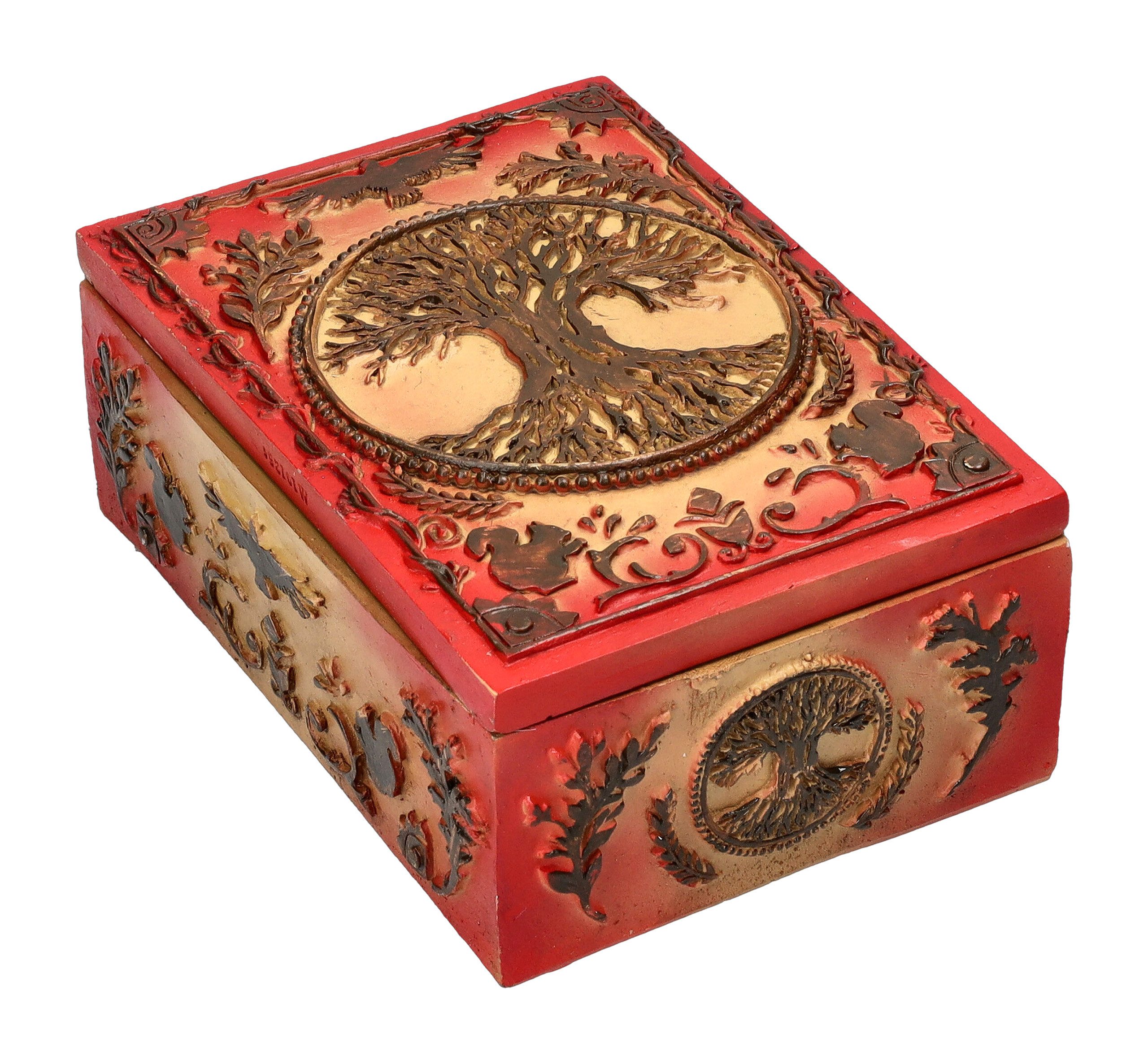 Figuren Shop GmbH Aufbewahrungsdose Schatulle für Tarotkarten - Tree of Life - Aufbewahrung Fantasy