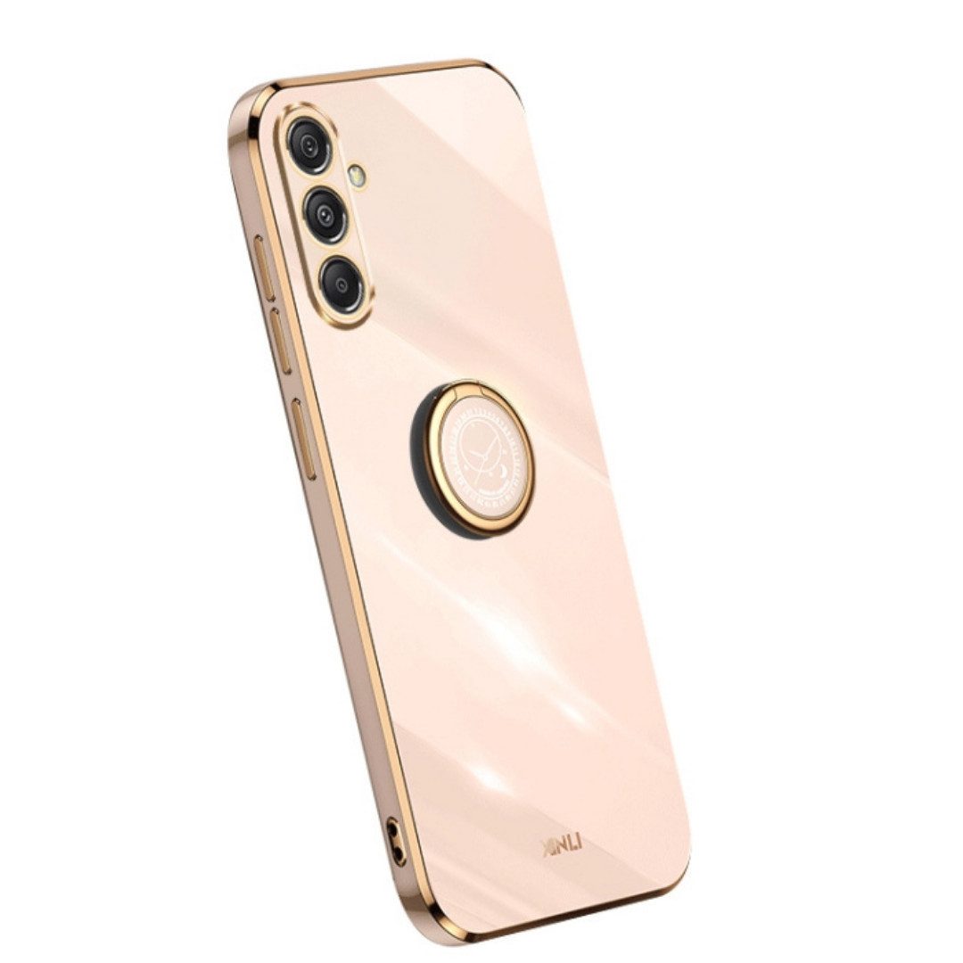 SmartUP Smartphone-Hülle für Samsung Galaxy S24 FE 5G Ringhalter Schutzhülle Handy Slim Case 6,7, integrierter Ringhalter, Standfunktion