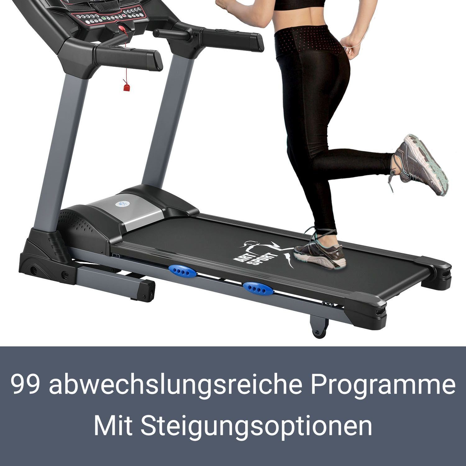 Trainingsprogramme, 6000, 99 Speedrunner LCD Bildschirm, Pulssensoren mit moderner ArtSport Laufband