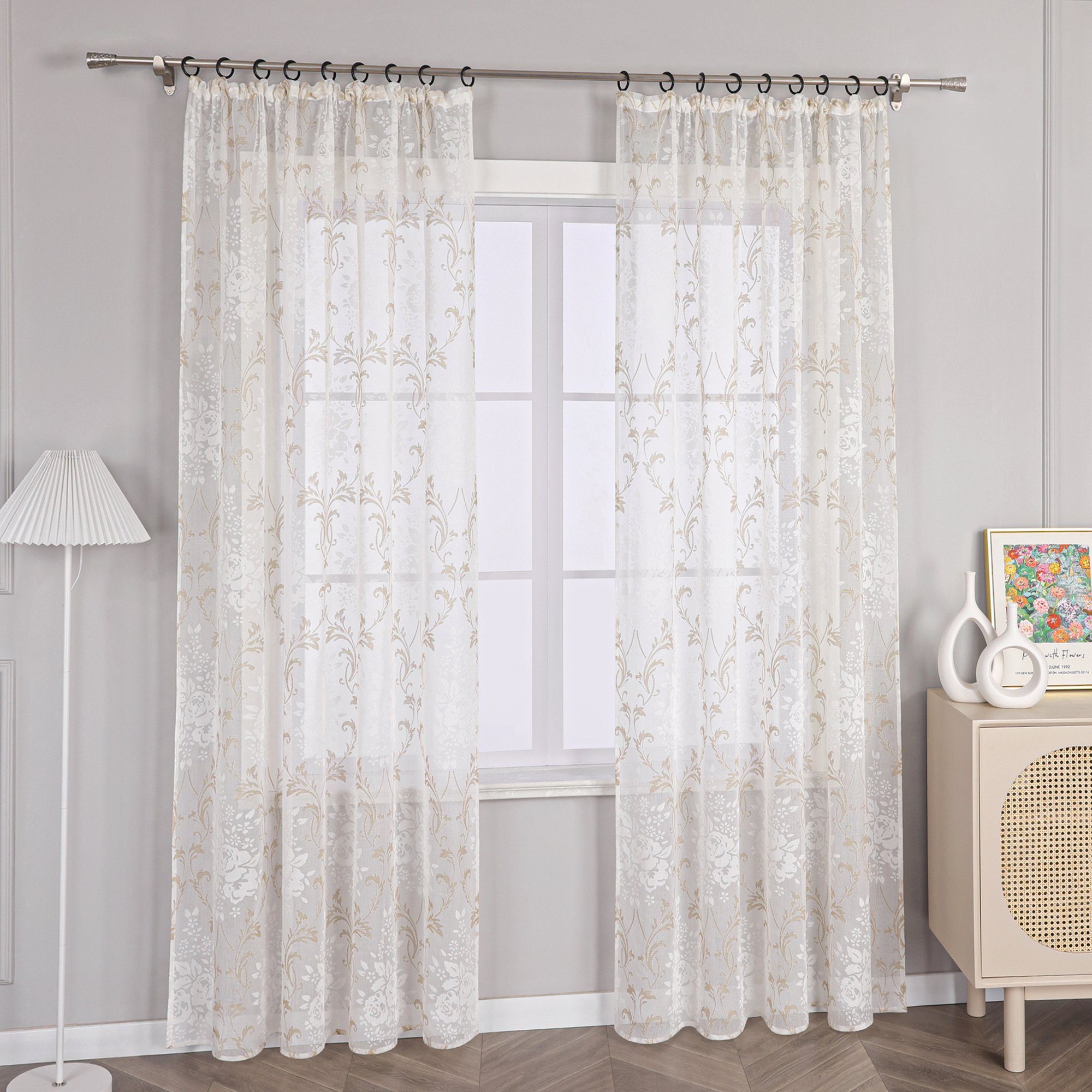 Joyswahl Vorhang Hofstil (1 St), Kräuselband, transparent, mit retro Blumen günstig online kaufen