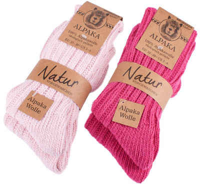 BRUBAKER Kuschelsocken warme dicke Alpaka Socken (4-Paar, 100% Alpakawolle) Wintersocken für Damen und Herren