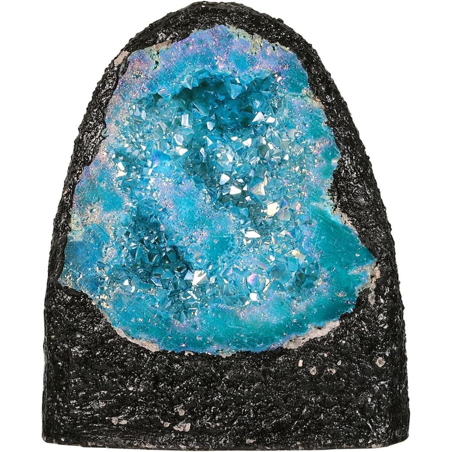 LuxusKollektion Stein Kristall Geode Quarz Rohstück Titanium Coated Blau Rot 200-370g