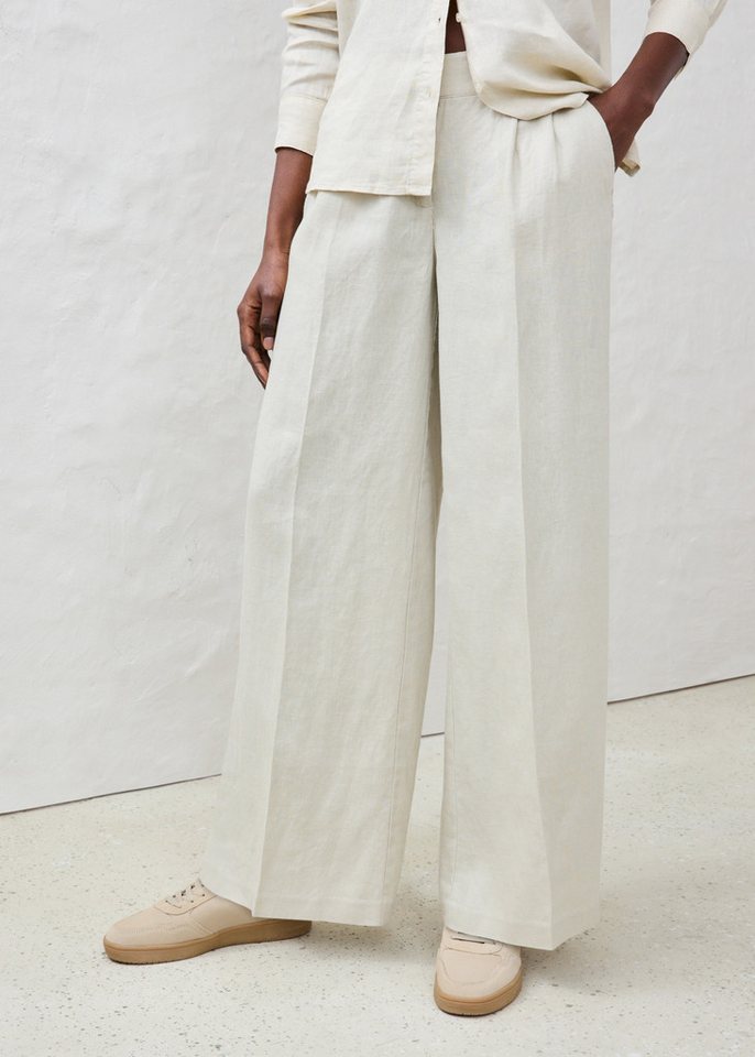 bonprix Bundfaltenhose aus Leinen, strapazierfähiges Material, Loose Fit, mit Knittereffekt