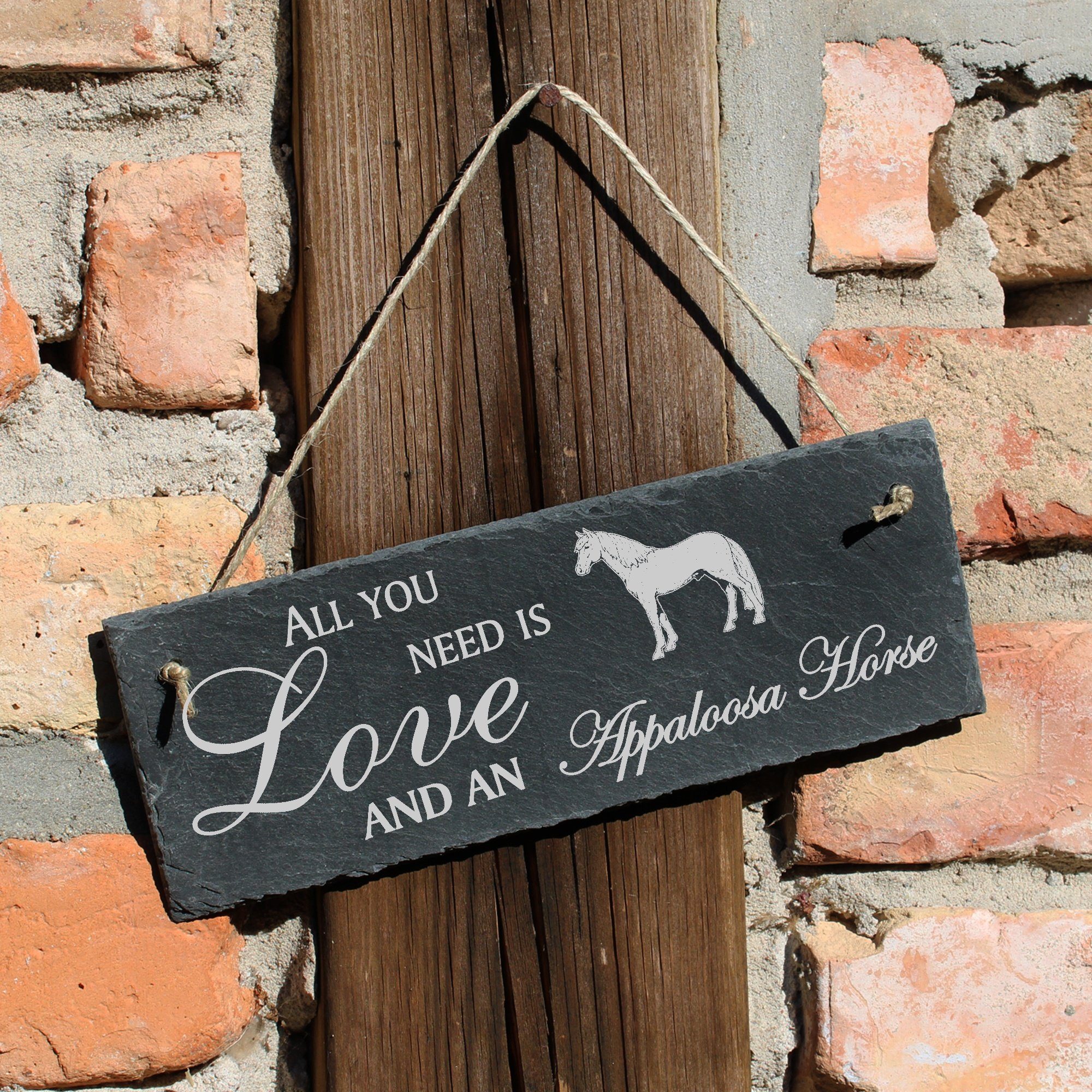 Dekolando Hängedekoration Appaloosa Pferd 22x8cm an Horse need and is you Love All Appaloosa