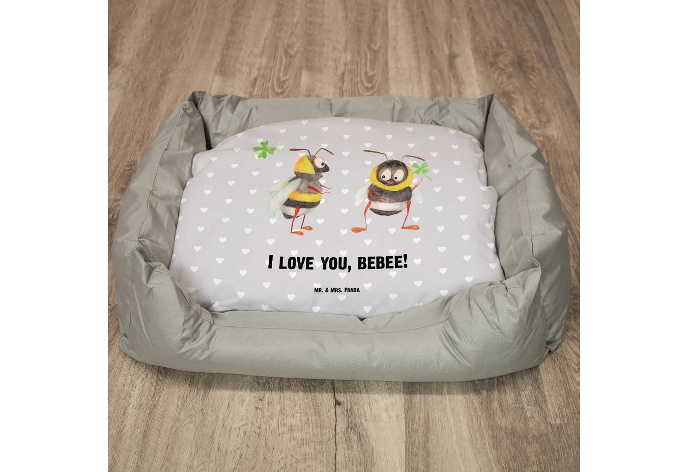 Thumbnail - Mr. & Mrs. Panda Tierbett Bienen Paar - Grau Pastell - Geschenk, Hund, Ehefrau, Partner, Hundeb, Ultrabequem