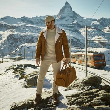 DRAKENSBERG Reisetasche Weekender »Finn« Cognac-Braun, mit Schuhfach für Damen und Herren, Sporttasche, aus Premium Leder