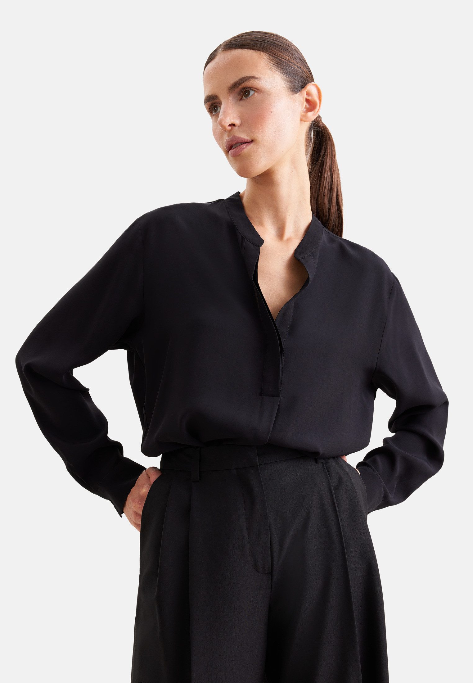 seidensticker Klassische Bluse 1/1 V-Neck Uni