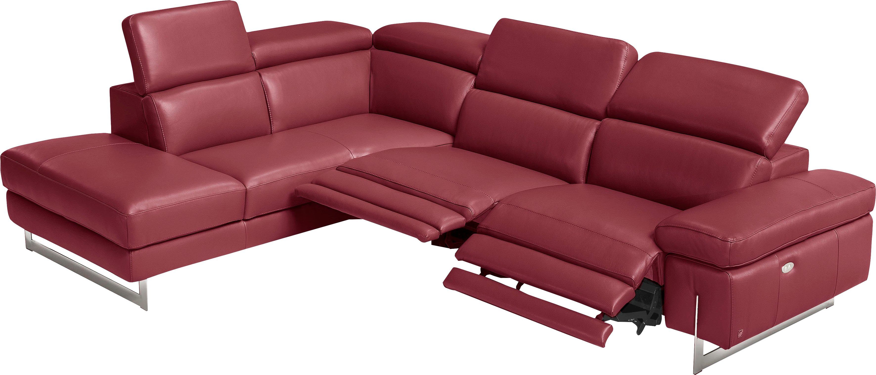 Egoitaliano Ecksofa Candice, elegant, edel und bequem, erstklassiger Sitzkomfort, L-Form, inkl. 2 elektrischer Relaxfunktionen, Bedienung über Taste an Armlehne