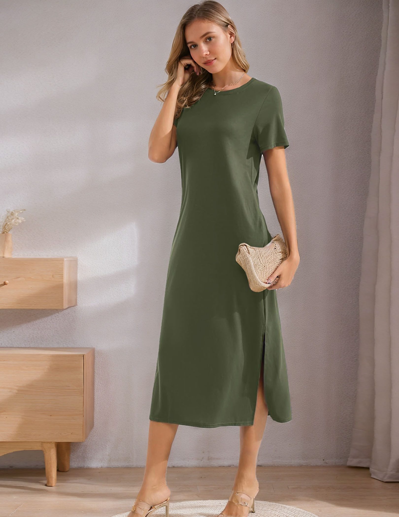 LUCKZON Sommerkleid Damen Maxikleid, geteilt, lässig, günstig online kaufen