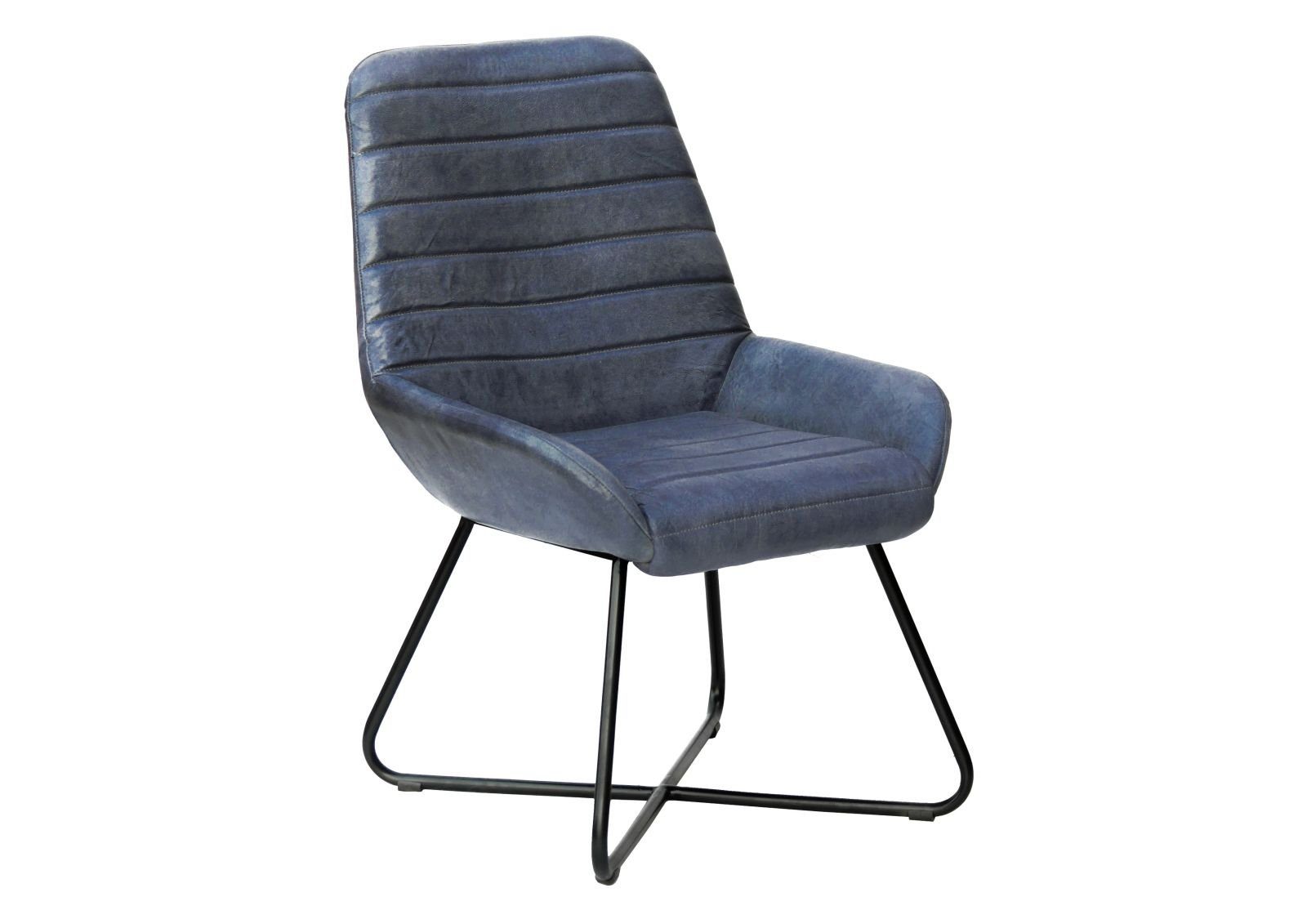 Massivmoebel24 Polsterstuhl IRON LABEL Echtleder (Büffel) blau (Echtleder (Büffel) Eisen teilmontiert 11 kg IRON LABEL #15), 1 Stück blau