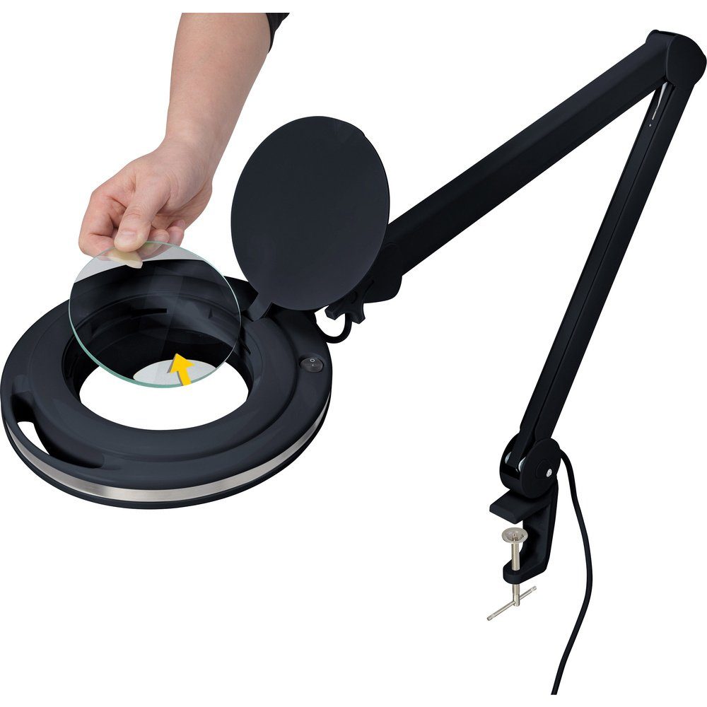 TOOLCRAFT Arbeitsleuchte TOOLCRAFT 2178491 LED-Lupenleuchte Schwarz 5" 127 mm mit Klemmhalterun