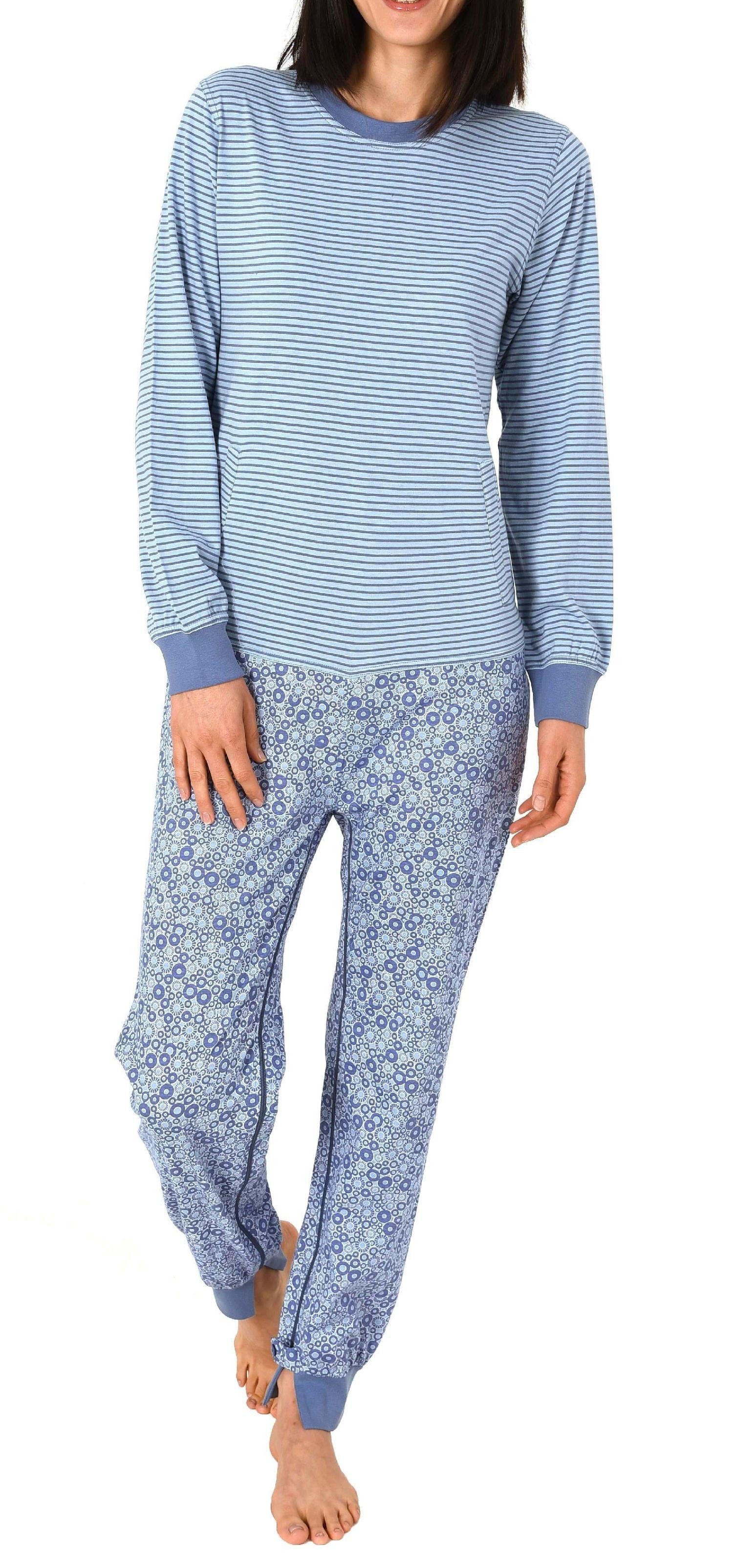 Normann Care Pyjama Damen Pflegeoverall langarm mit Reißverschluss am Rücken und Bein