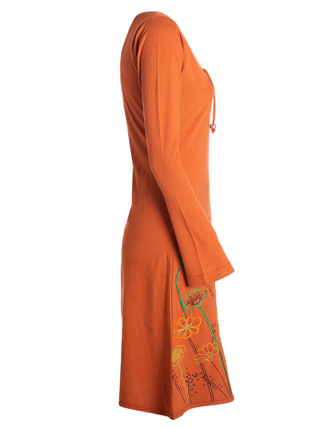 Vishes Tunikakleid Damen Langarm-Shirtkleid Tunika-Kleid Baumwollkleid mit Blumen-Print Alternative Bekleidung, Hippie, Boho, Elfen Style