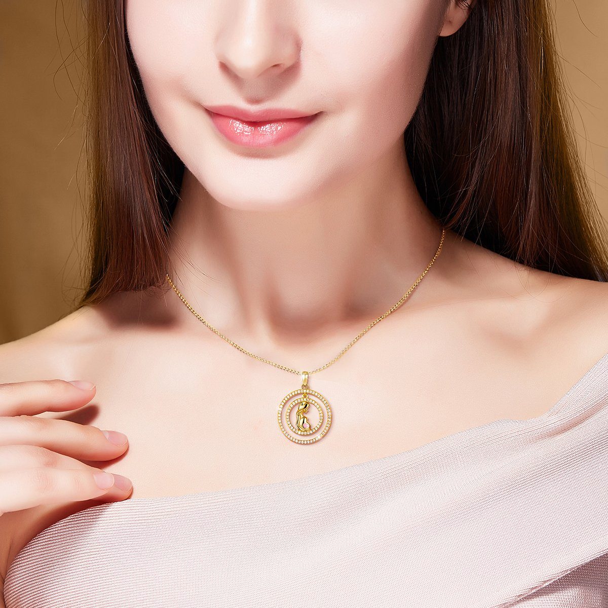 PAVELS Kette mit Anhänger Mom, Raffinierte Goldkette für (werdende) Mütter