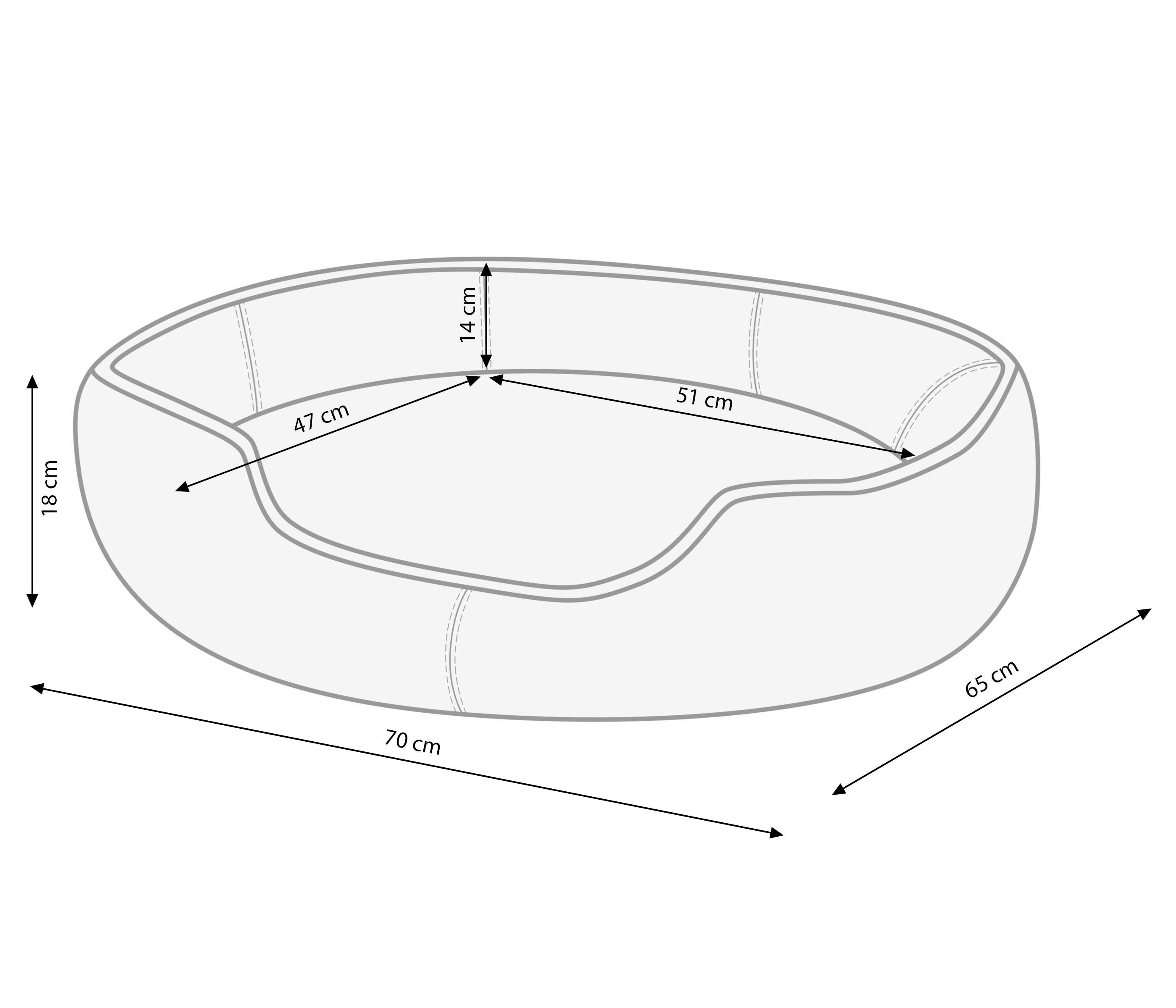 Thumbnail - Dehner Tierbett Sammy, oval, grau, versch. Größen, hochwertiges Hundebett/Katzenbett, mit herausnehmbarem Liegekissen