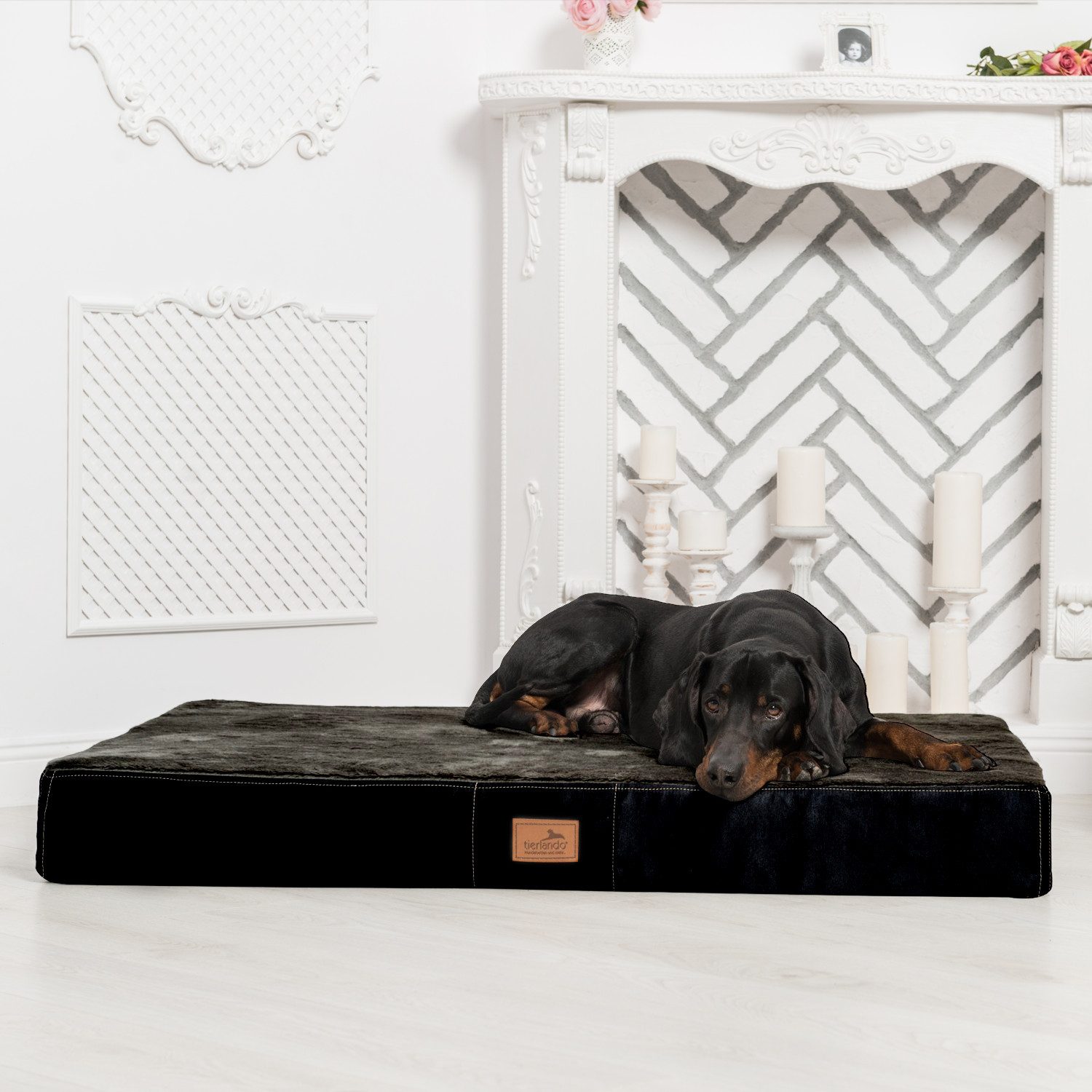Thumbnail - tierlando® Tierbett Orthopädische Hundematte STUART ORTHO PLUS, Schmutz- und wasserabweisendes Velours, anti-rutsch