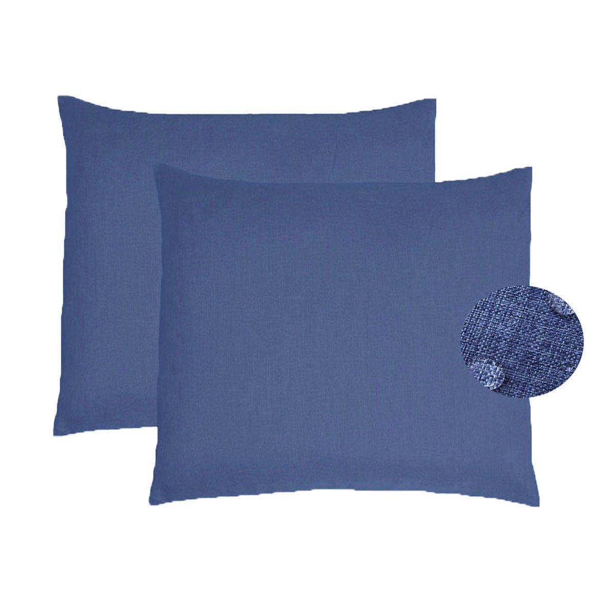 Kissenbezüge Leinen-Optik 2er Set Kissenbezug 40x40 Blau, Brilliant (2 Stück), gleichmäßiges Gewebe