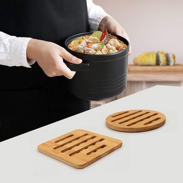 Belle Vous Getränkeuntersetzer Hitzebeständige Bambus-Untersetzer (4 Stück), 1-tlg., Bamboo Coasters - Heat Resistant (4 pcs)