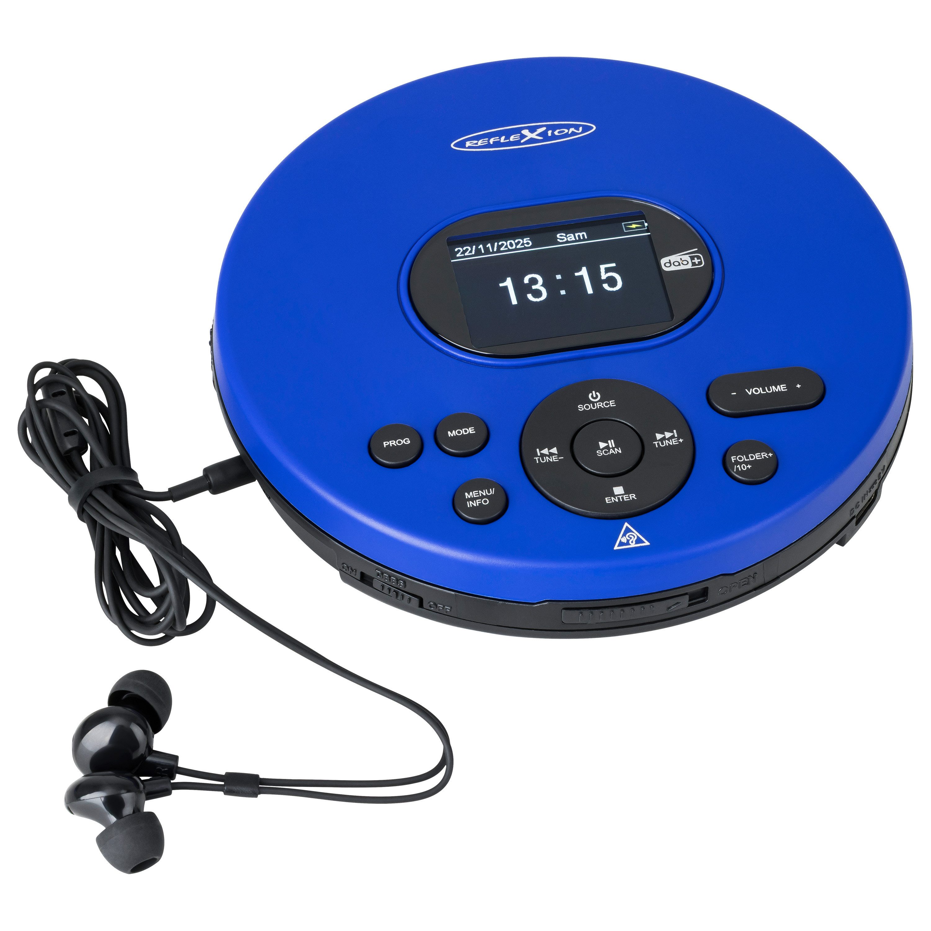 Reflexion PCD540DAB CD/MP3-Player mit DAB+ Digitalradio tragbarer CD-Player (LCD-Farbdisplay, Hörbuchfunktion, Ohrhörer, 8 Std. Akkulaufzeit)