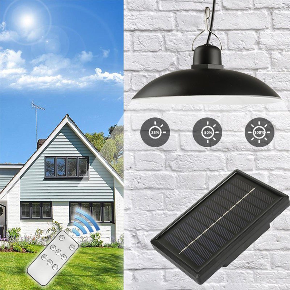 mit Solar Hängelampe IP65 LED 2 Solar Solarleuchte LED Außen oyajia Hängelampe, Pendelleuchte Pendelleuchte Stück Wasserdichte, LED Außen-Wandleuchte, Solar integriert, Fernbedienun Tageslichtweiß, Solarleuchte, fest