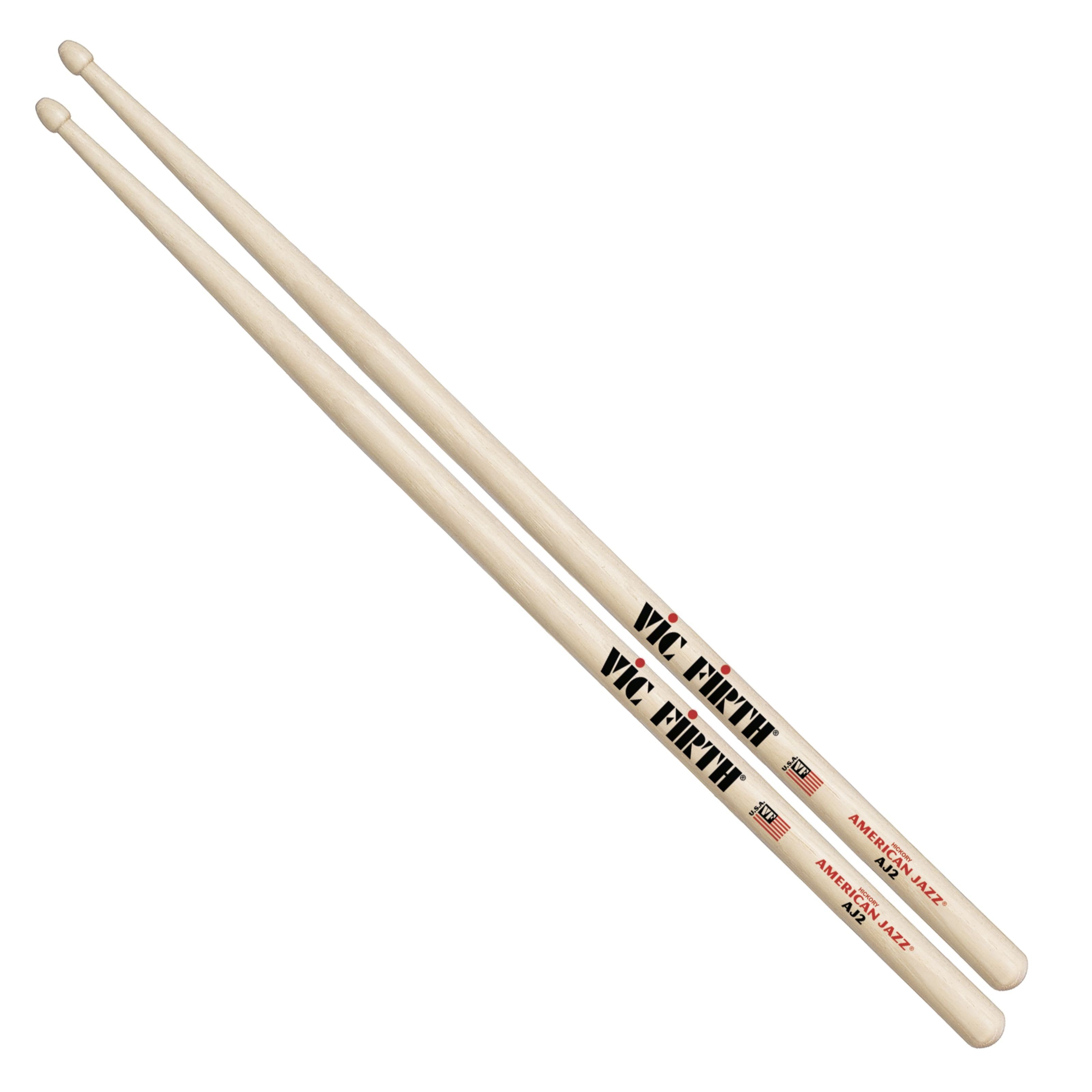 Vic-Firth Drumsticks (AJ2 Sticks American Jazz Wood Tip, Sticks, Beater und Mallets, Drumsticks Holztip), AJ2 Sticks, American Jazz, Wood Tip - Drumsticks