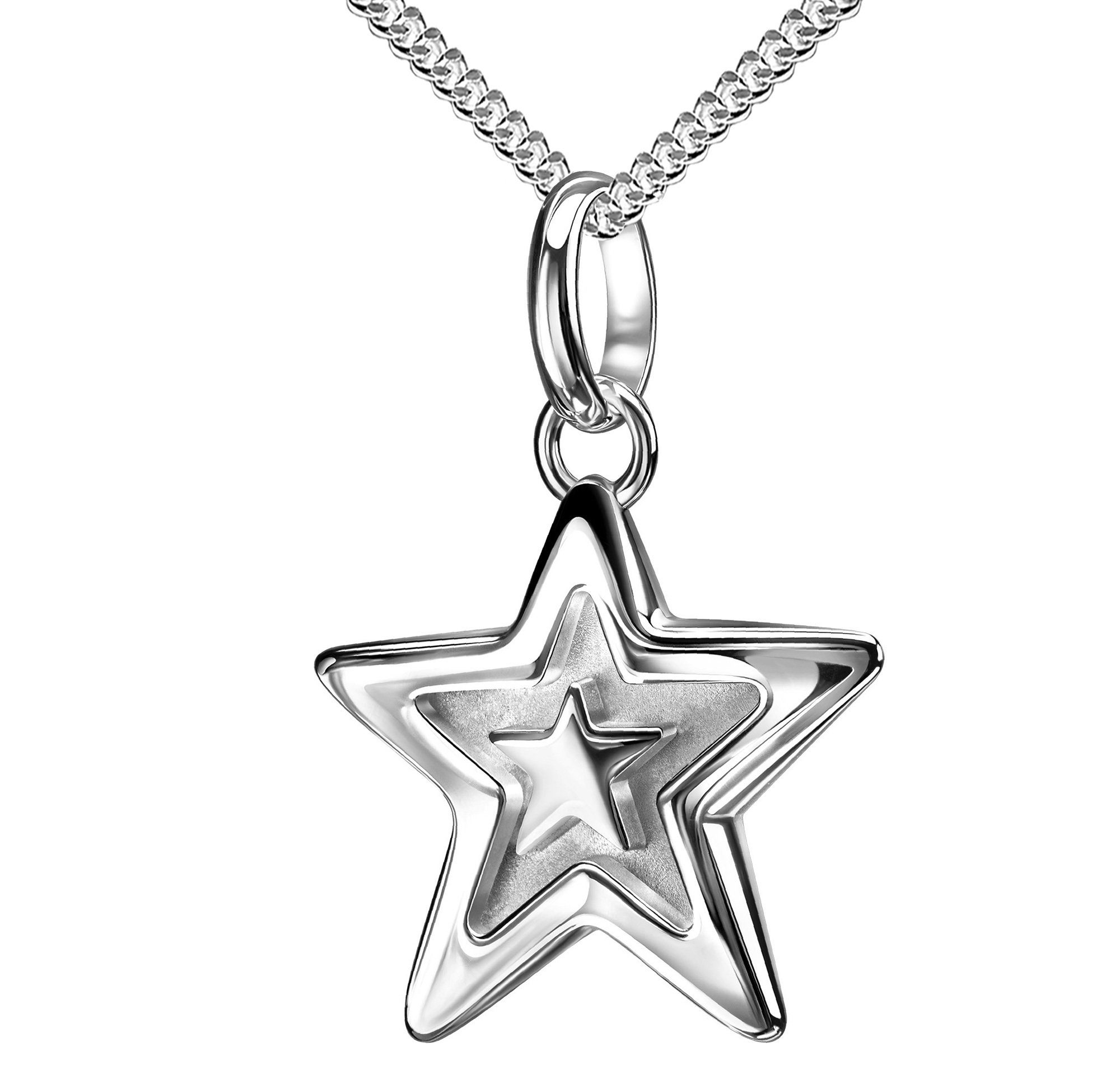 JEVELION Sternanhänger Stern Made (Silberanhänger, 36 wählbar in 925 - für Herren), cm. Silberkette 70 Mit Länge Germany Damen - - und Silber