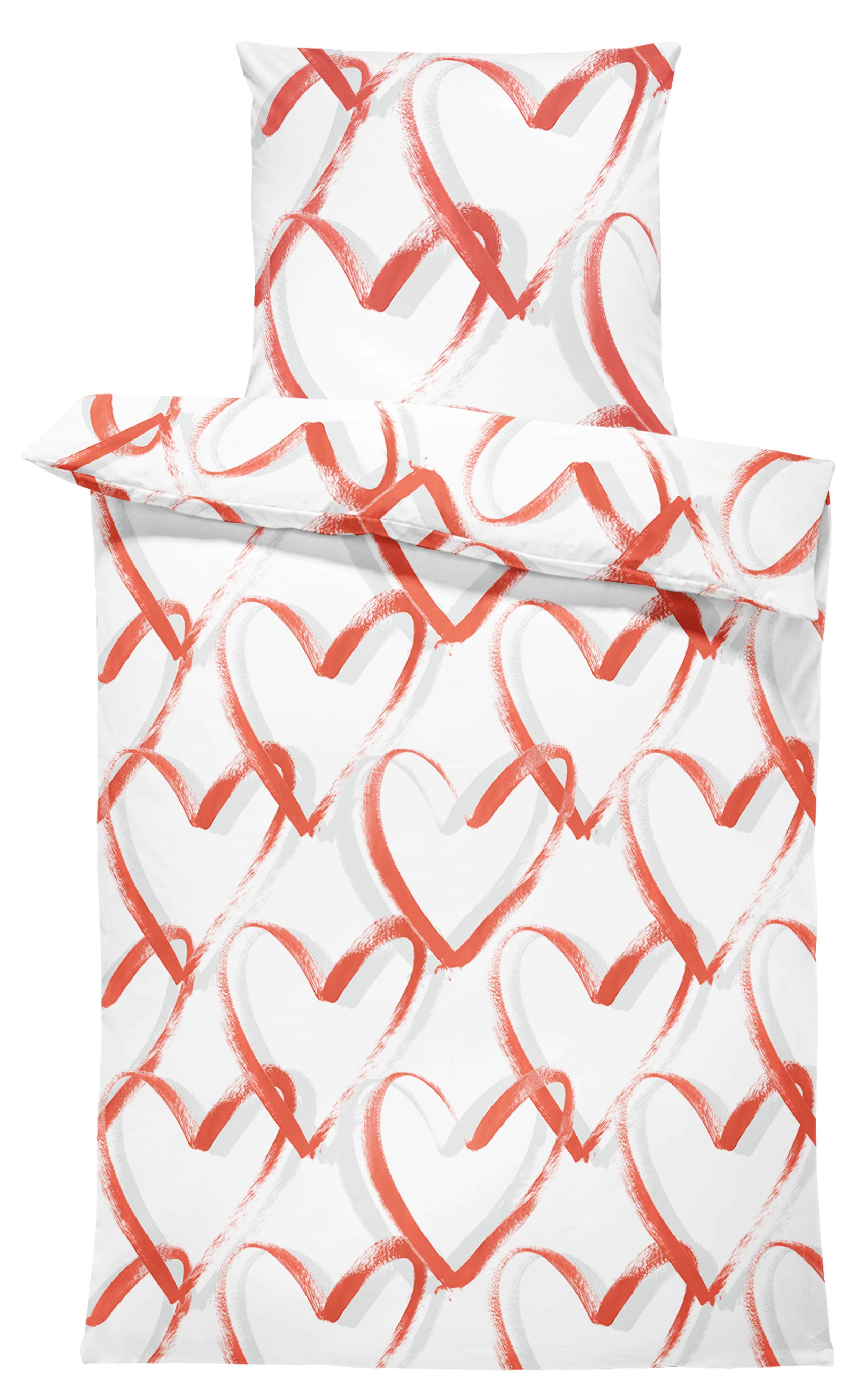 One Home Bettwäsche Herzen Love, Fleece, 2 teilig, Herzen Liebe romantisch, kuschelig flauschig warm weich Winter