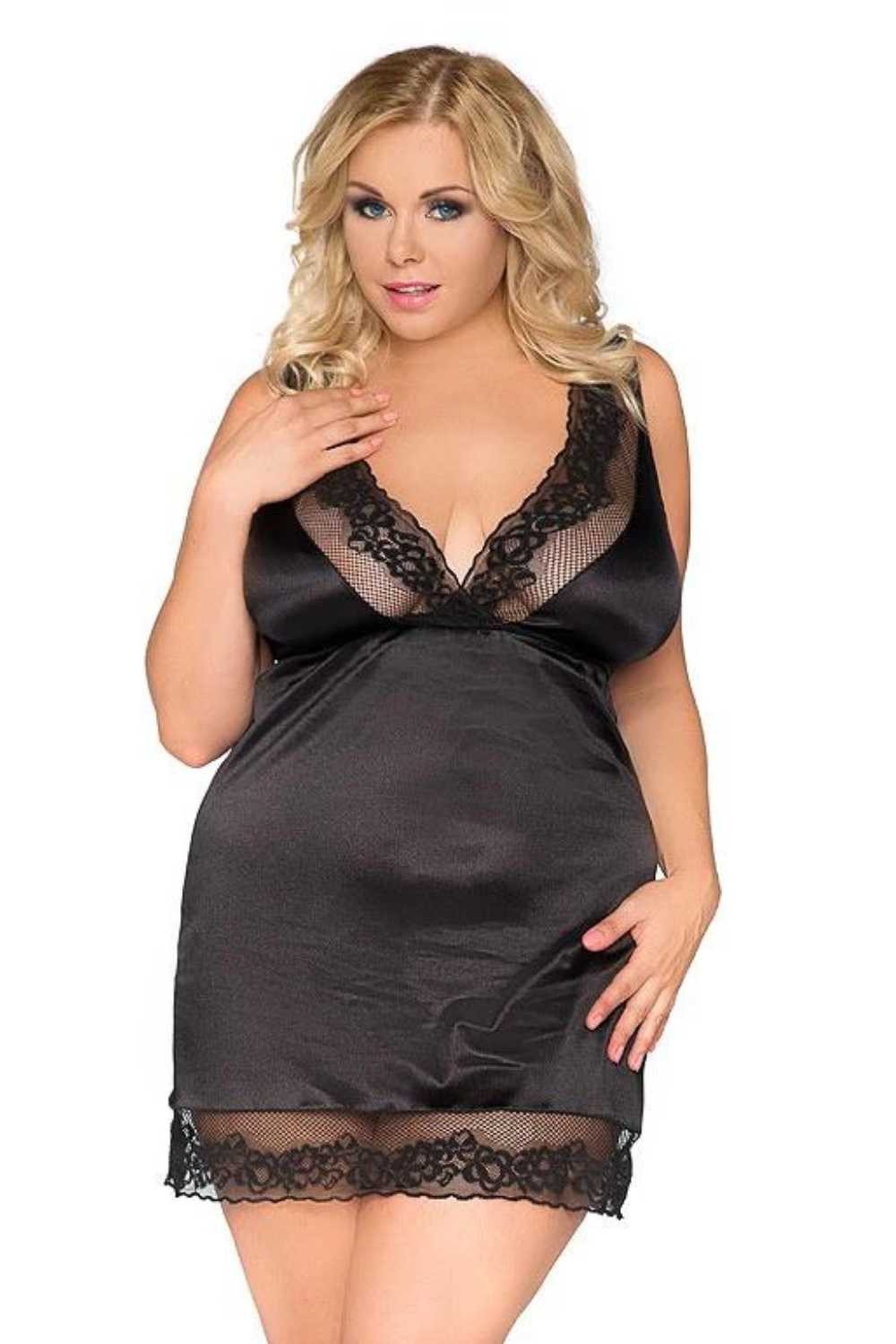 Negligé Chemise schwarzes Negligé sexy 42/44