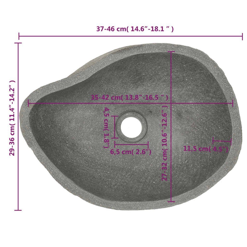 DOTMALL Waschbeckenschrank Oval Flussstein 37-46 cm Aufsatzwaschbecken Waschbecken