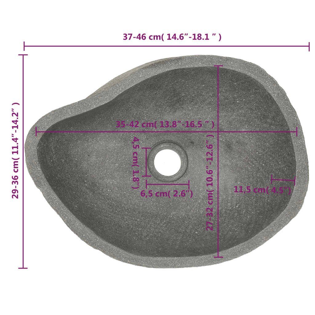 cm Waschbeckenschrank Aufsatzwaschbecken Oval Flussstein 37-46 Waschbecken DOTMALL