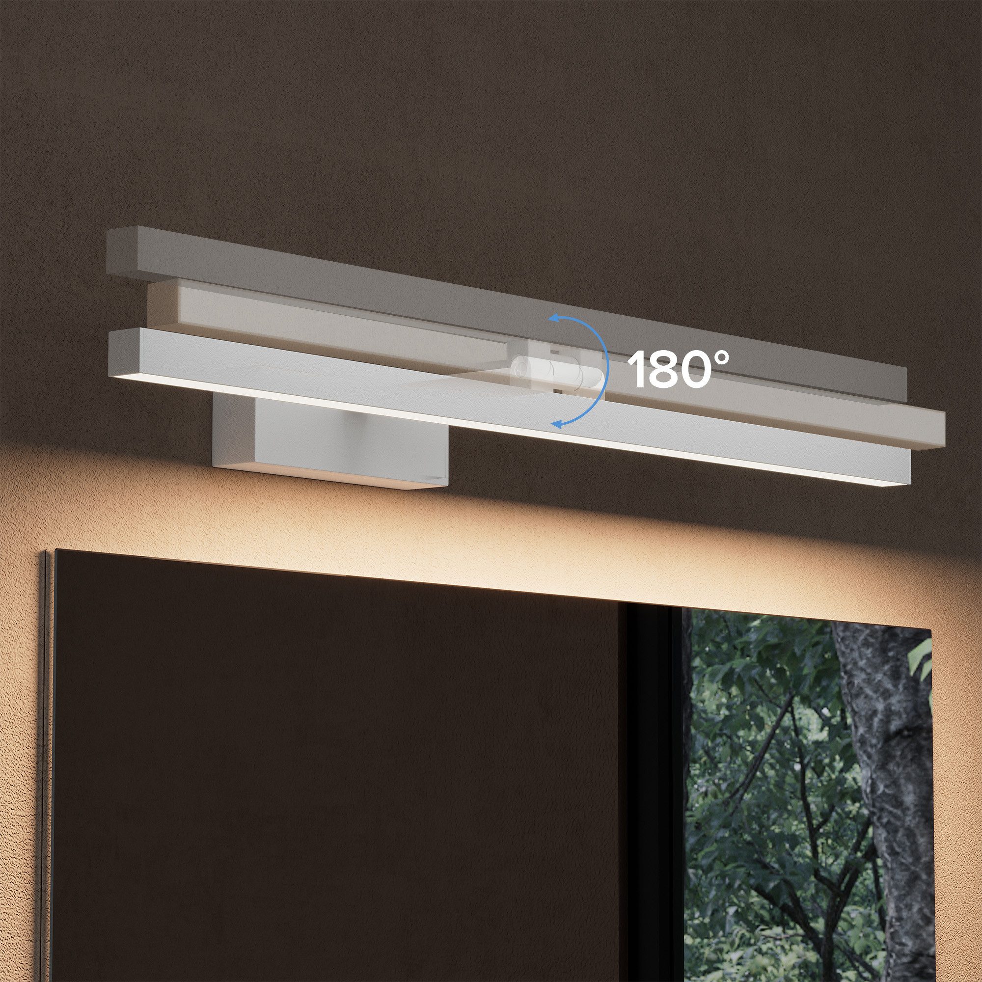 doporro LED Spiegelleuchte Wandleuchte LED-Spiegellampe 40/60cm 9W/14W RA≥80 Strahlenschön, 180° drehbar, E27-Sockel, wasserfest – Bild 5 von 5