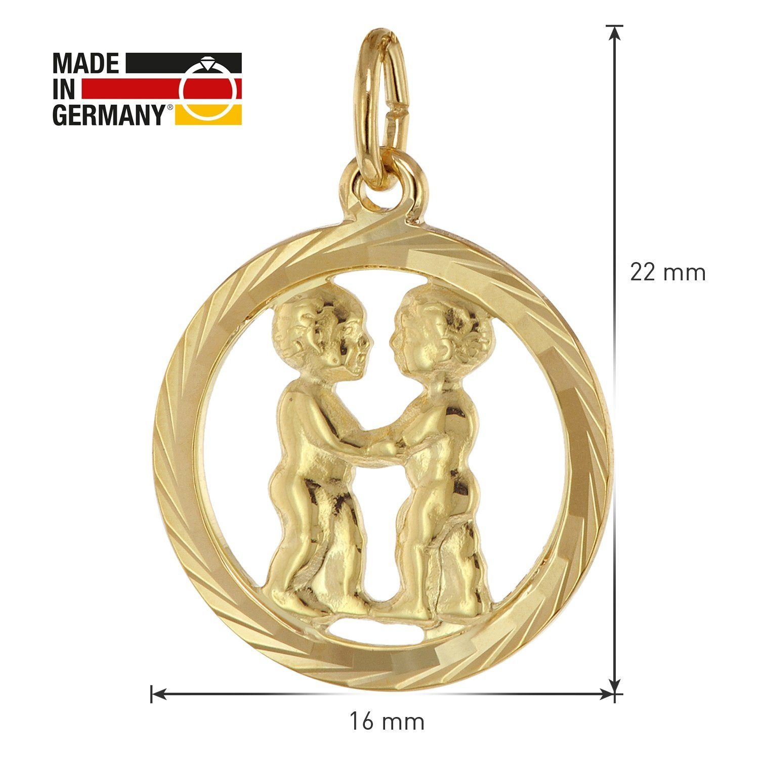 Ø Gold mit Panzerkette Sternzeichen Zwilling trendor mm 333 16