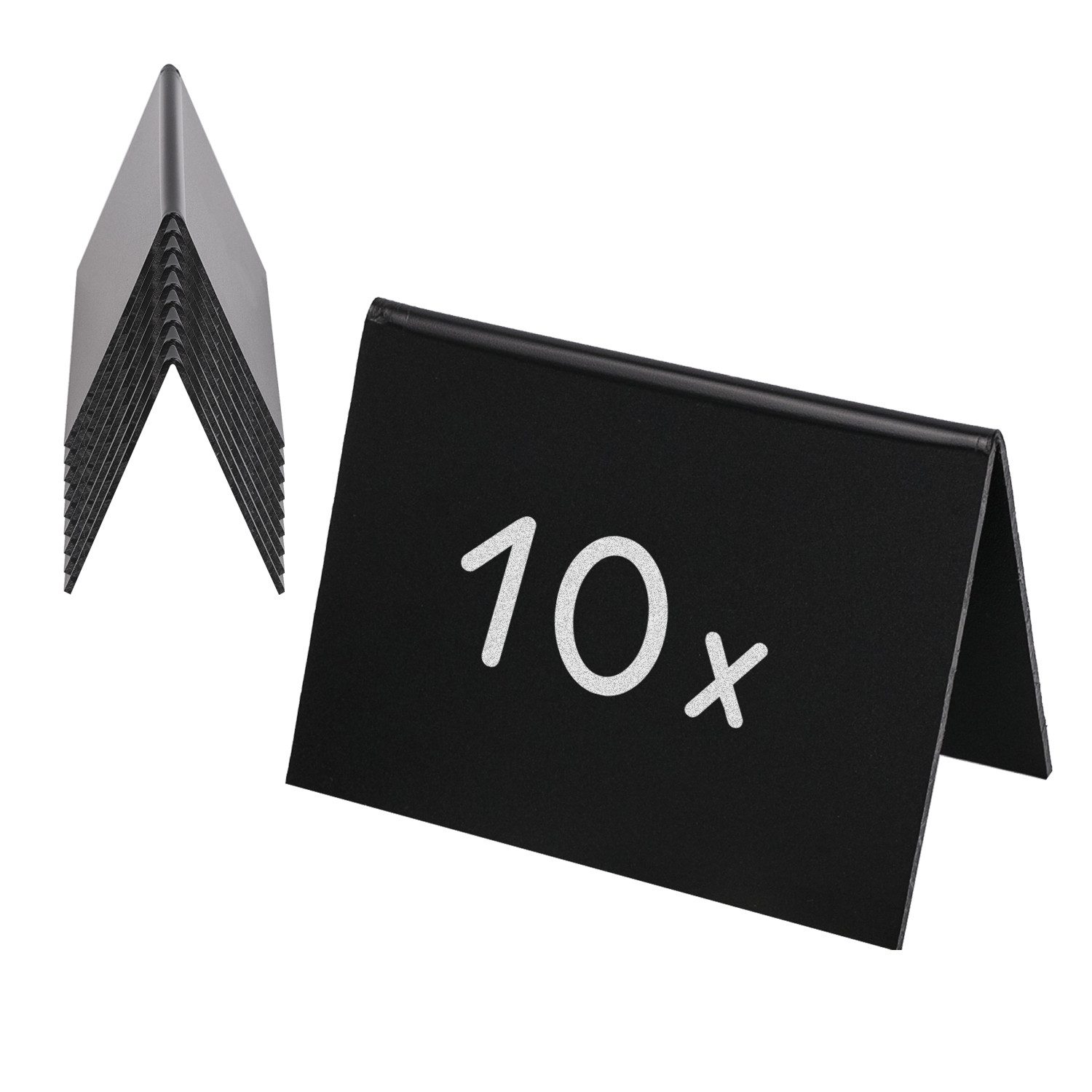 HMF Standtafel Tischaufsteller Kreidetafel, A-Aufsteller, 10 x 7 cm, (10-tlg), DIY Deko Kreidetafeln für den Tisch, Schwarz