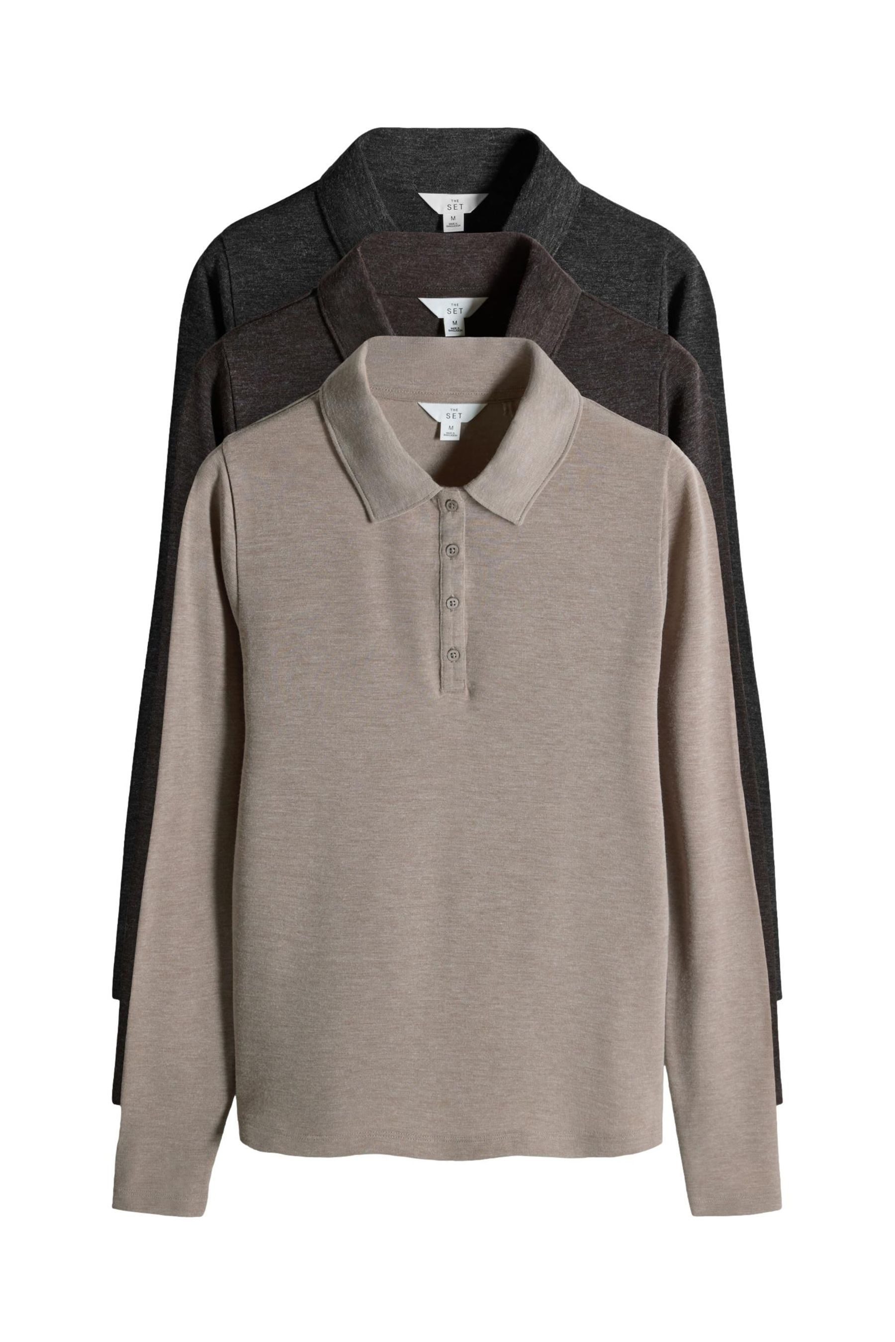 The Set Langarmshirt The Set Langärmelige Poloshirts, 3er-Pack (3-tlg) günstig online kaufen