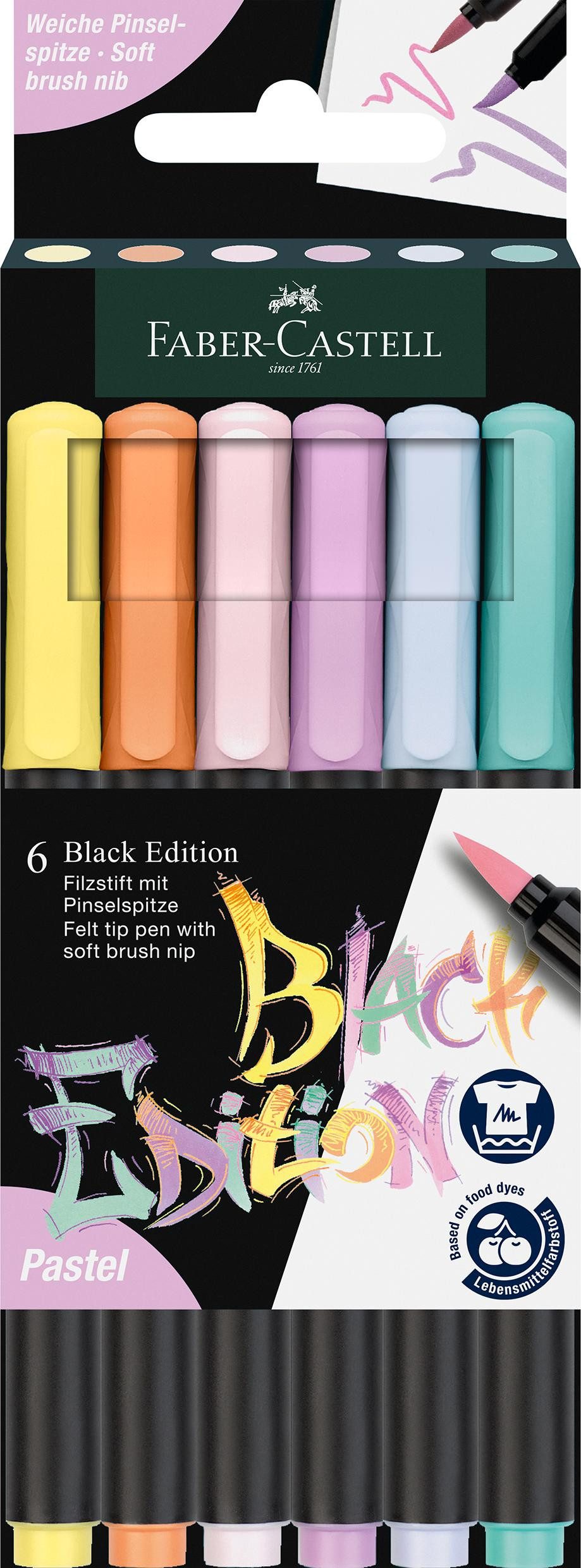 Faber-Castell Malstift Faber Castell Filzstift Black Edition Pastell 6er Etui