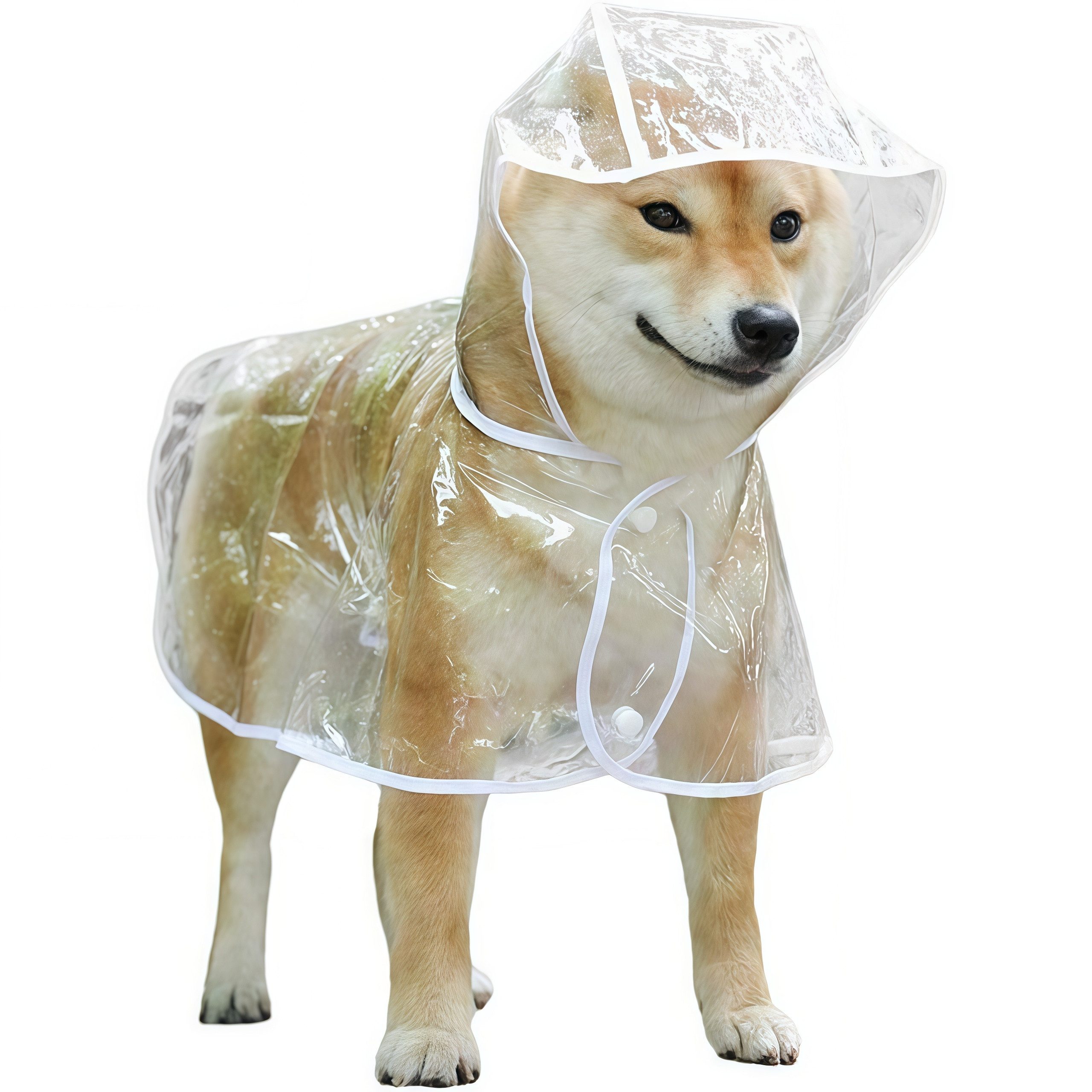 FOUORTUNATE-BEE Hunderegenmantel Wasserdichter Hunderegenmantel mit Kapuzen-Cape, transparent, Leichter, tragbarer Regenmantel für Hunde bei Regenwetter