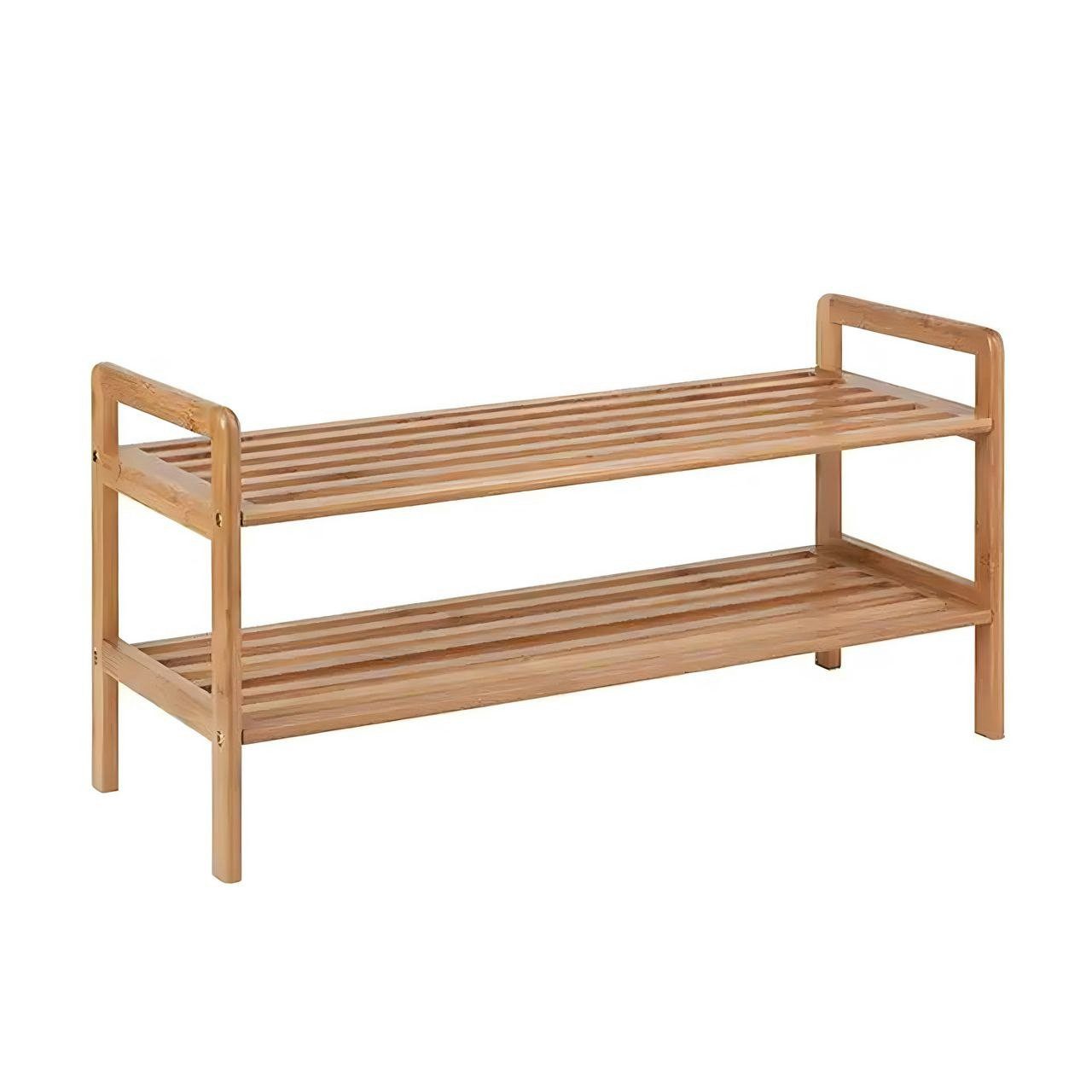 BEGRYF Schuhregal Bambus Natur 70 x 26 x 40 cm, 2 Ablagen