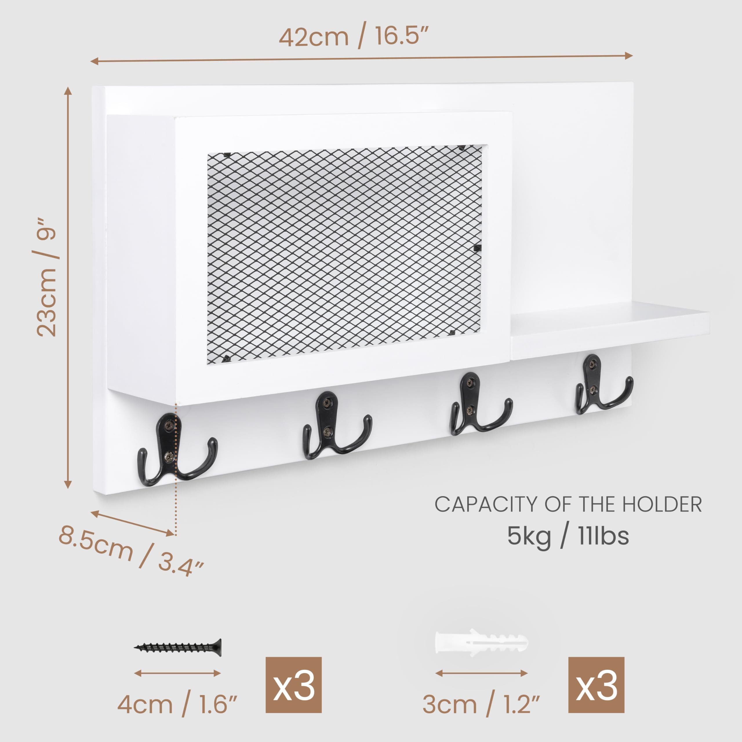 Belle Vous Schlüsselbrett Belle Vous Wandmontiertes Weißes Schlüsselbrett m günstig online kaufen