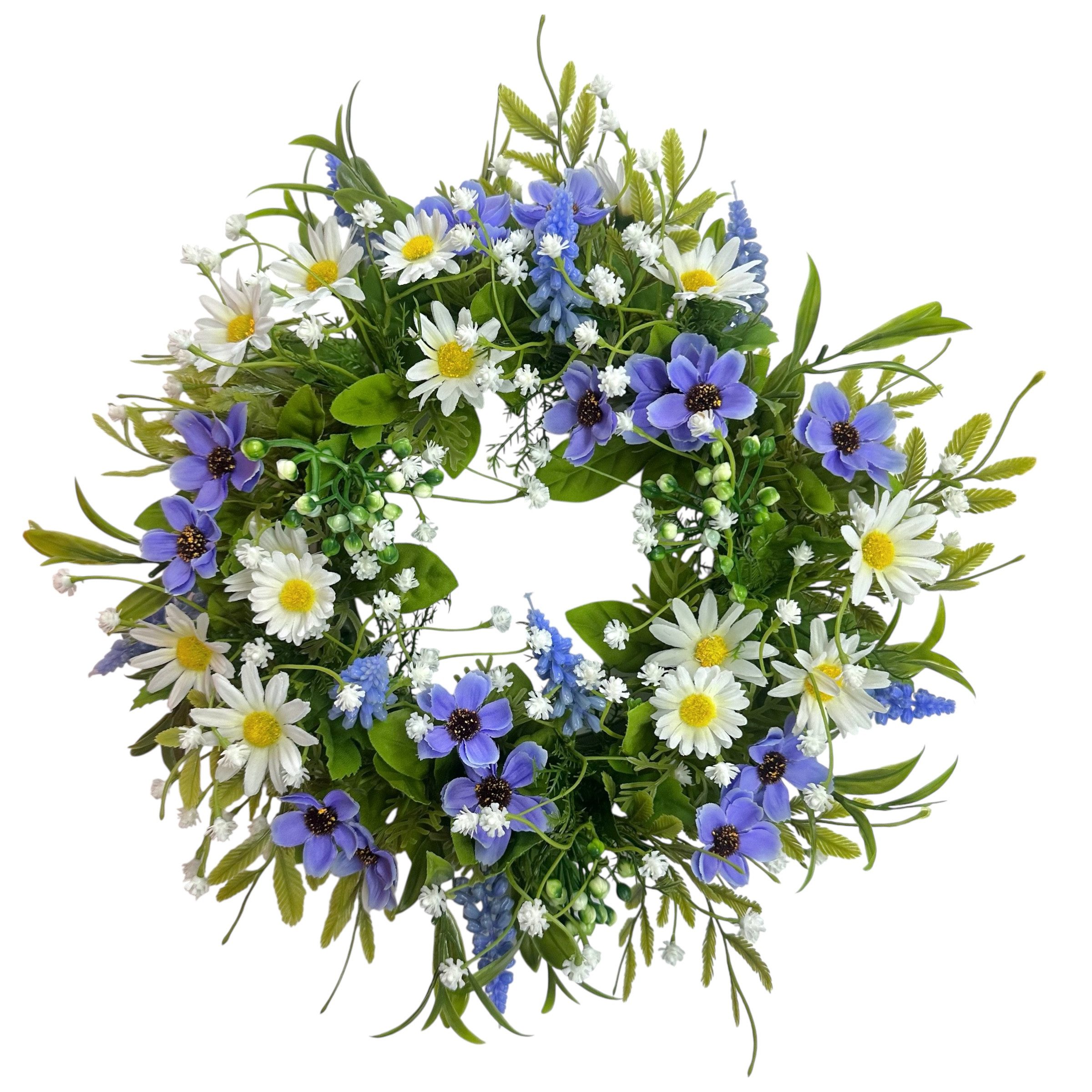 Kunstkranz Künstlicher Blumenkranz Margerite-Hyazinthe Ø35cm. Türkranz Deko günstig online kaufen